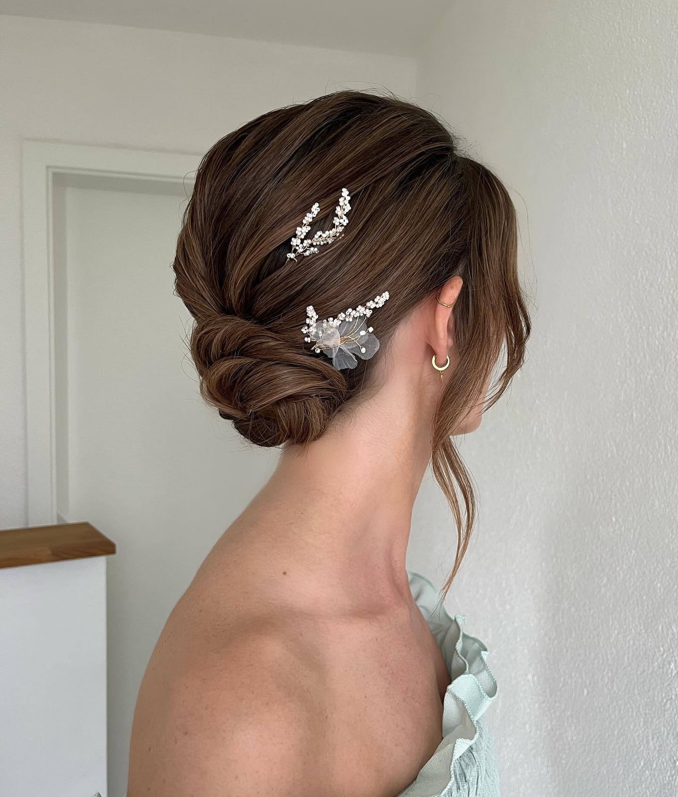 Medium Brown Side Twisted Bun — Trendy Bridesmaid Hairstyles Updo