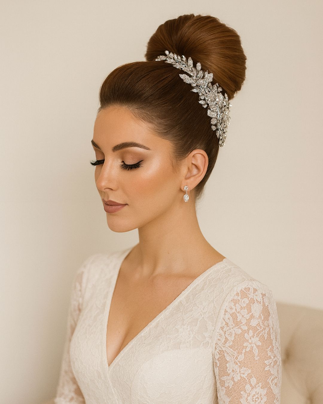 Warm Brown Sleek High Bun Twists — Trendy Bridesmaid Hairstyles Updo
