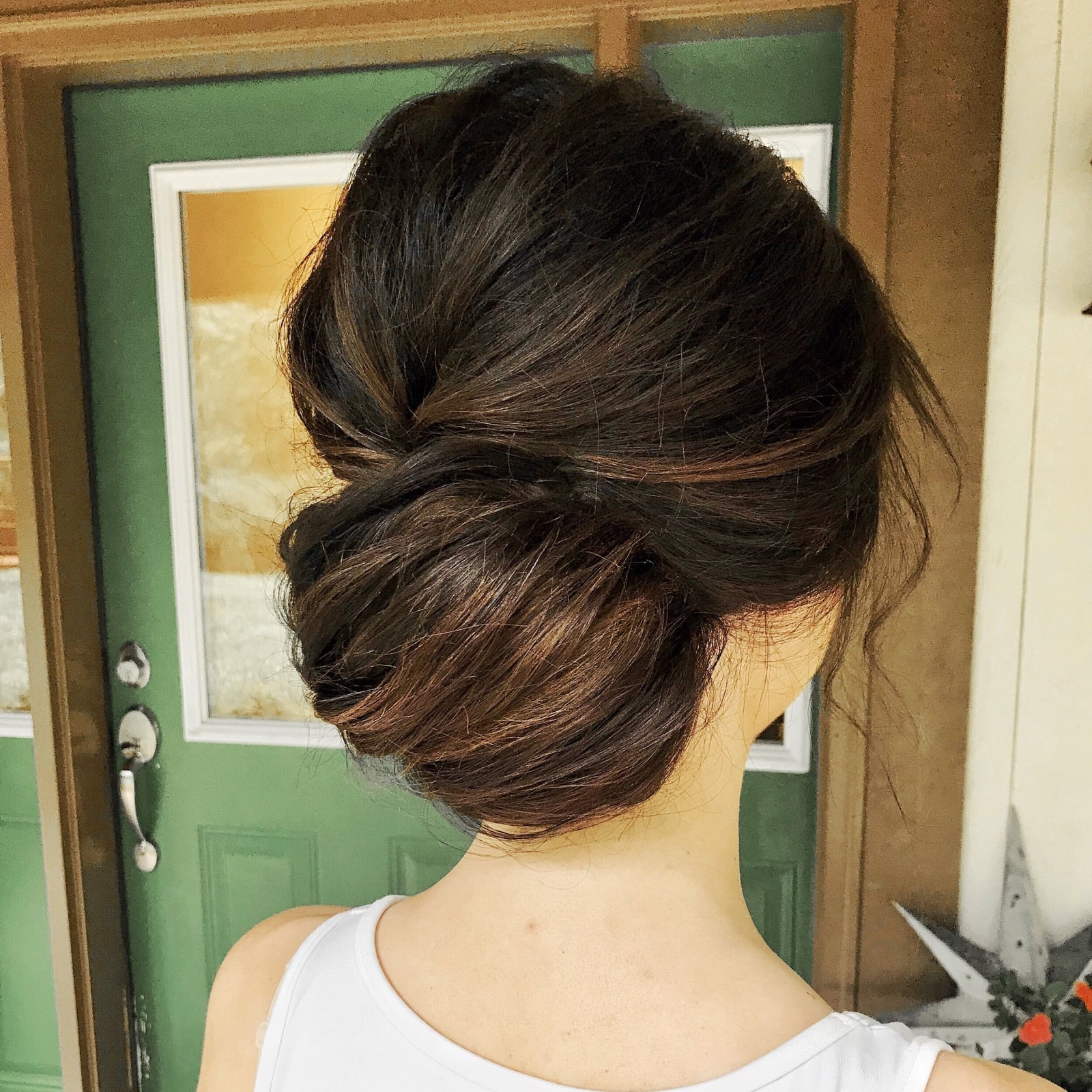 Dark Brown Twisted Low Bun — Trendy Bridesmaid Hairstyles Updo
