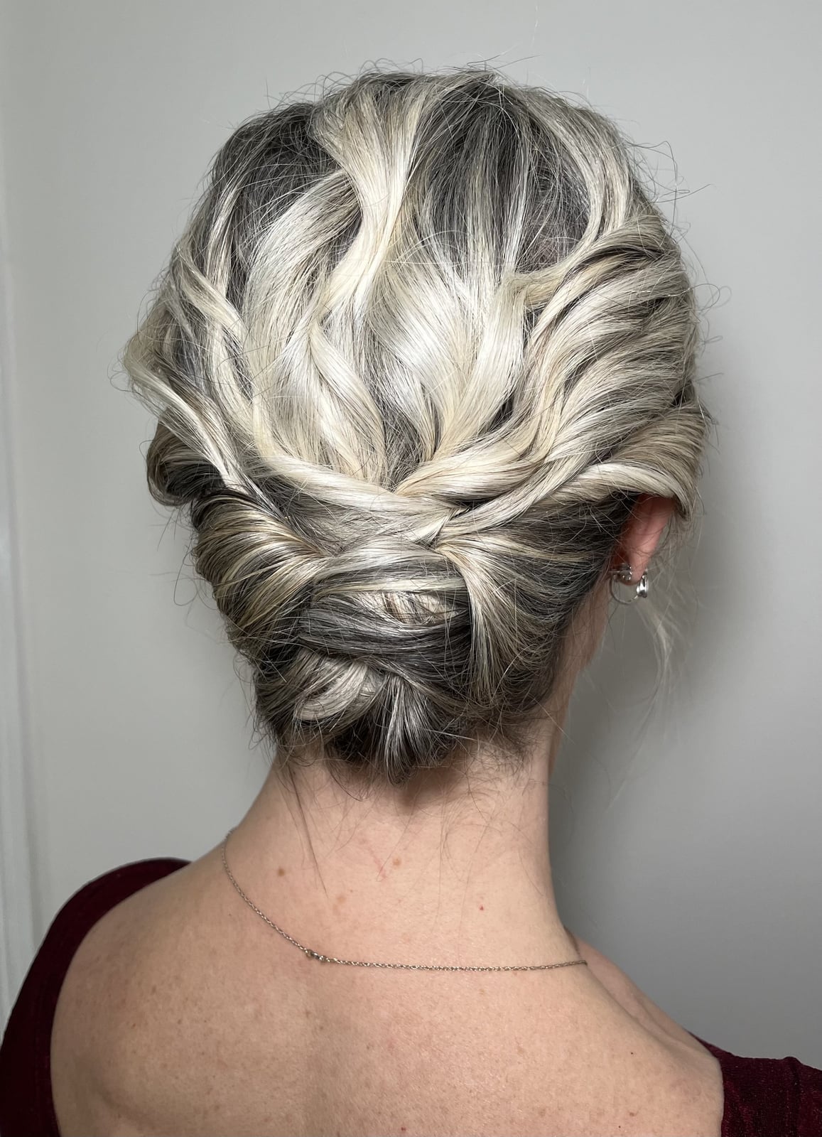Grey Blonde Twisted Updo — Trendy Bridesmaid Hairstyles Updo