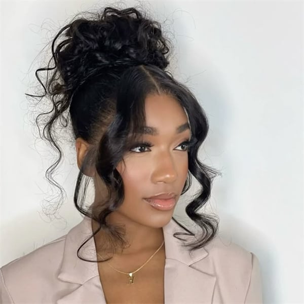 Honey Blonde Textured Updo Loose Curls — Trendy Bridesmaid Hairstyles Updo