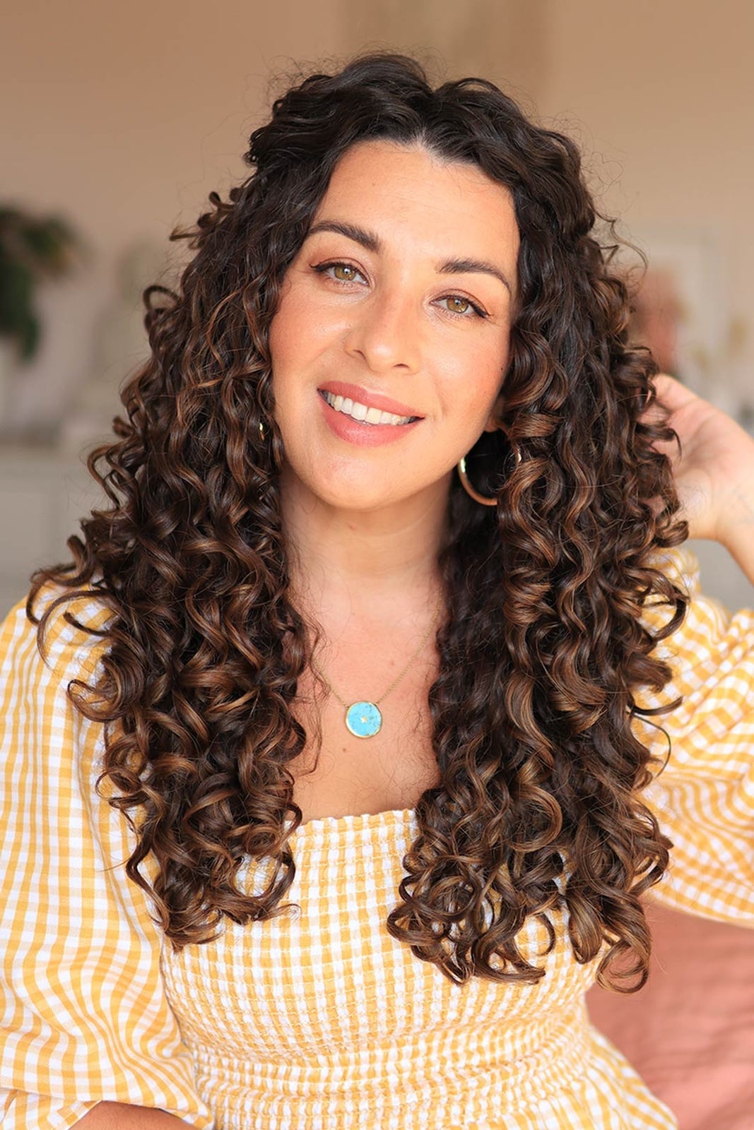 Shoulder Length Curls With Subtle Balayage Shoulder Length Curls With Subtle Balayage — Trendy Brown Curly Hair