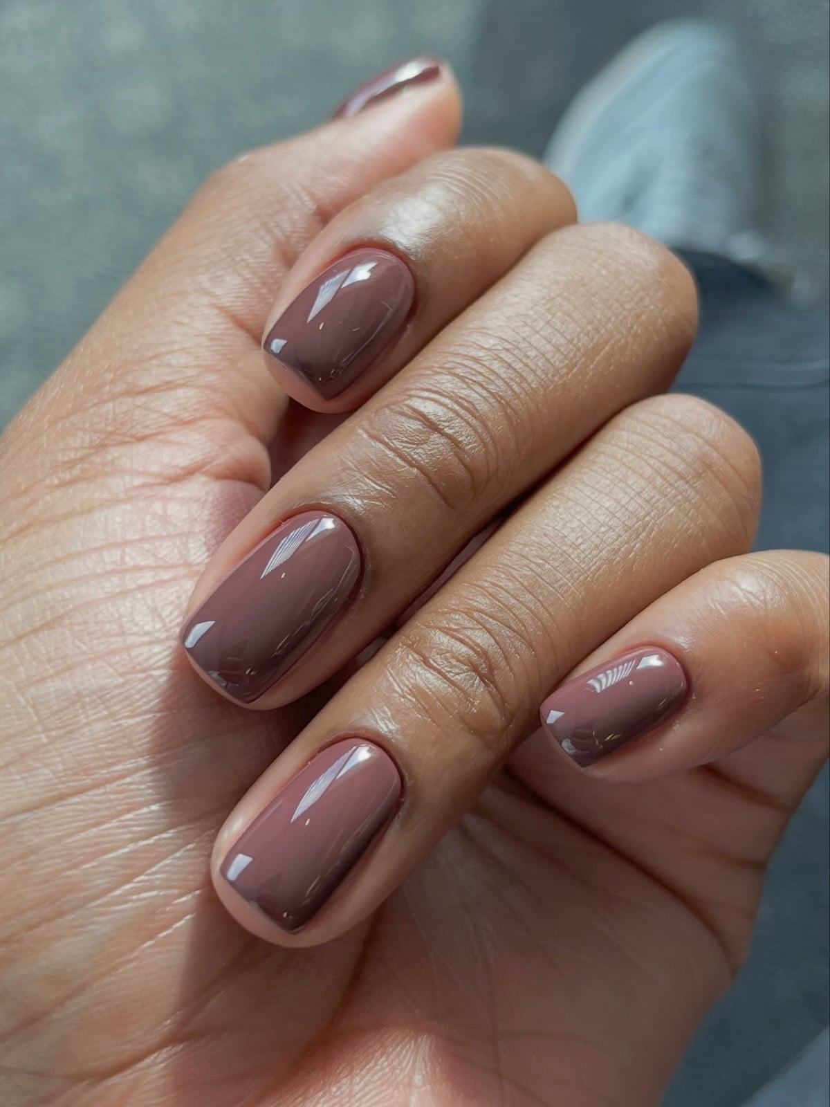 Short Square Satin Matte Ombre Brown Nails — Trendy Brown Nails
