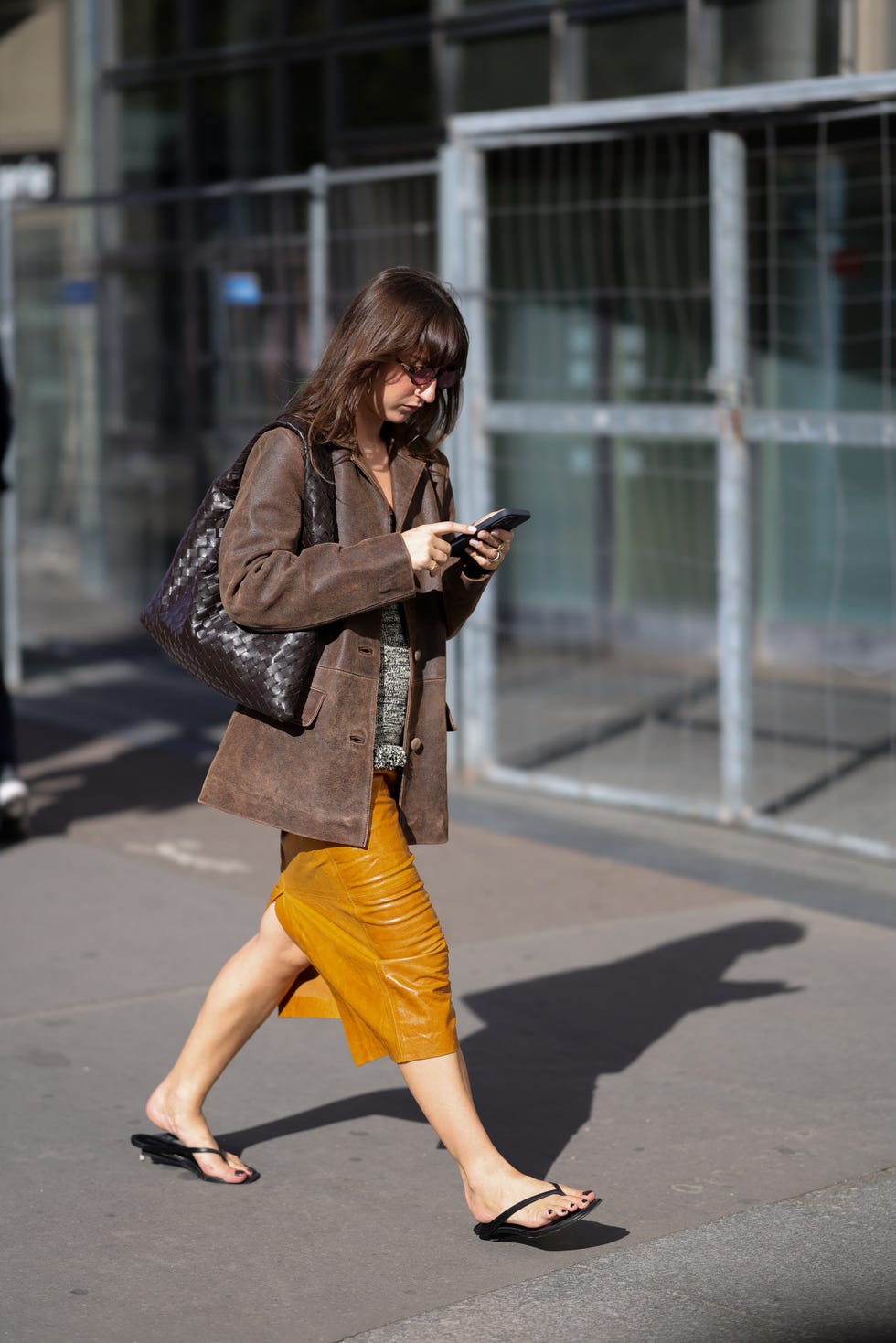 Brown Suede Blazer with Yellow Midi Skirt Brown Suede Blazer with Yellow Midi Skirt — Trendy Brown Suede Jacket Outfit