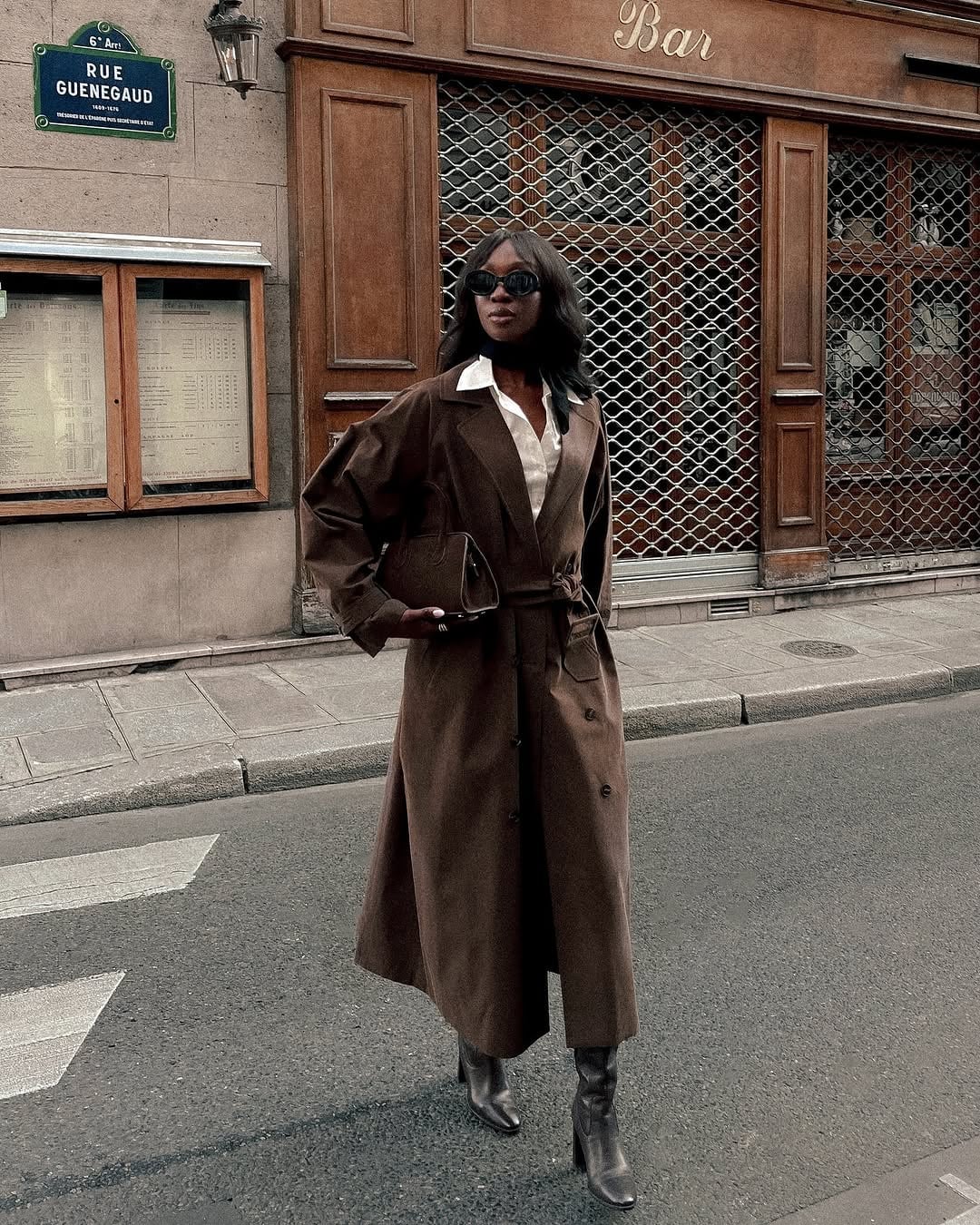 Belted Longline Brown Suede Coat Over White Shirt Belted Longline Brown Suede Coat Over White Shirt — Trendy Brown Suede Jacket Outfit