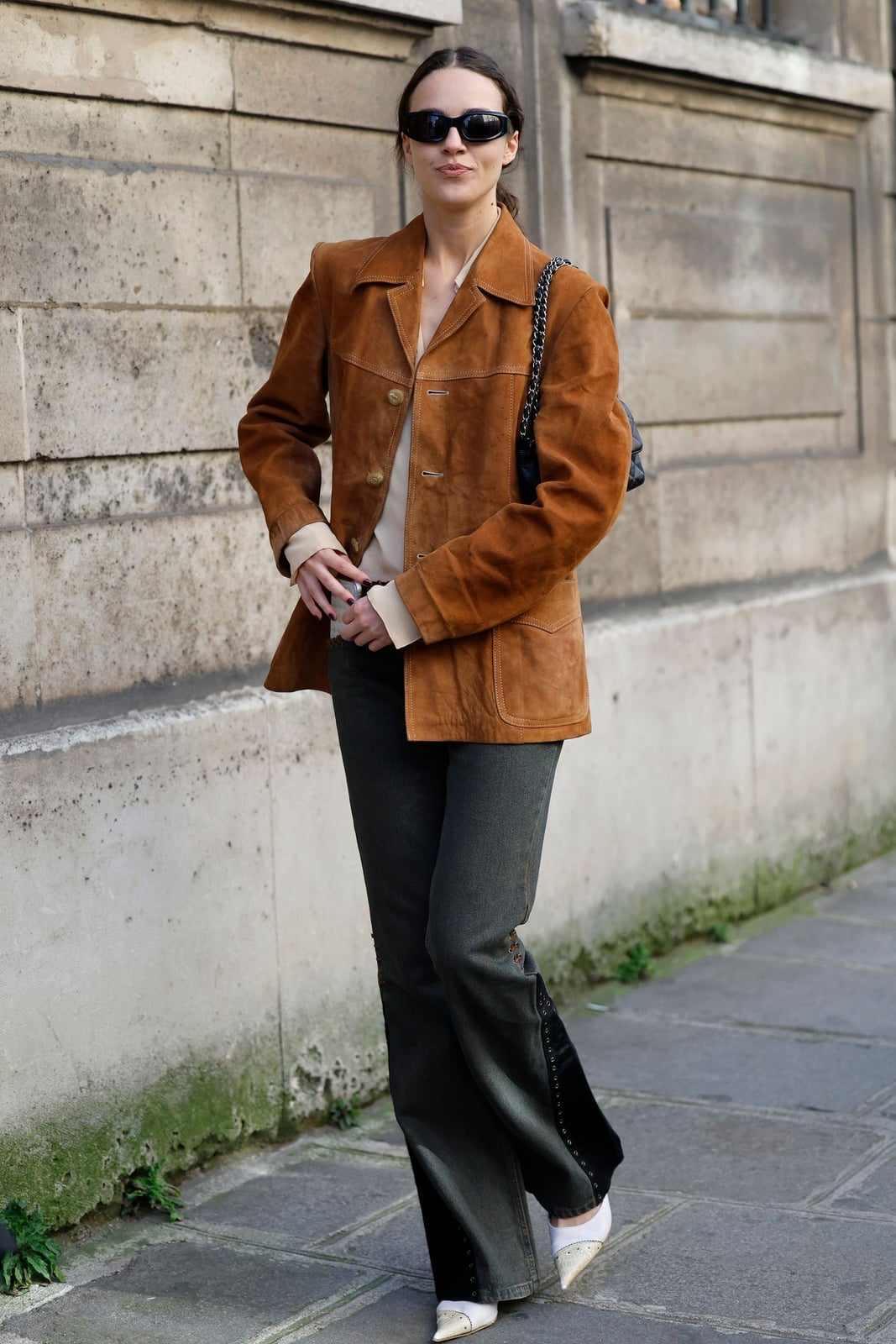 Brown Suede Jacket with Beige Shirt and Grey Trousers Brown Suede Jacket with Beige Shirt and Grey Trousers — Trendy Brown Suede Jacket Outfit