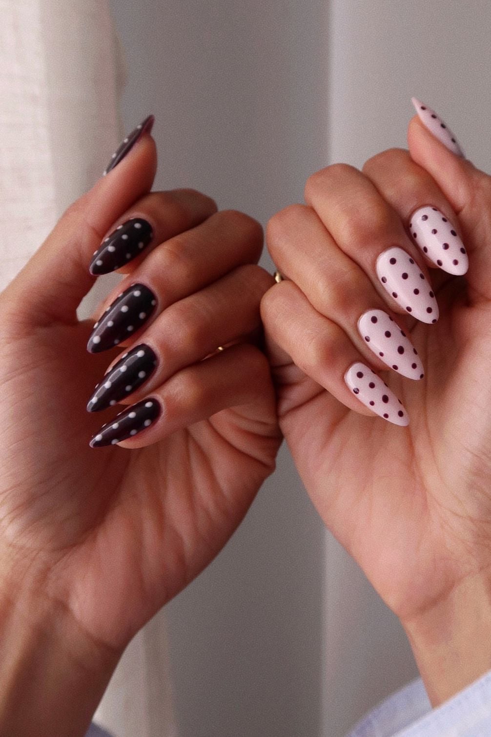 Medium Almond Polka Dot Nails Medium Almond Polka Dot Nails — Trendy Builder Gel Nails