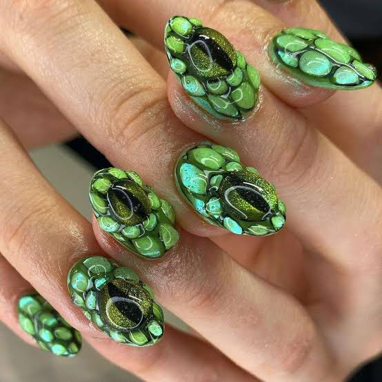 Medium Almond Nails with Silver 3D Accents Medium Almond Nails with Silver 3D Accents — Trendy Builder Gel Nails