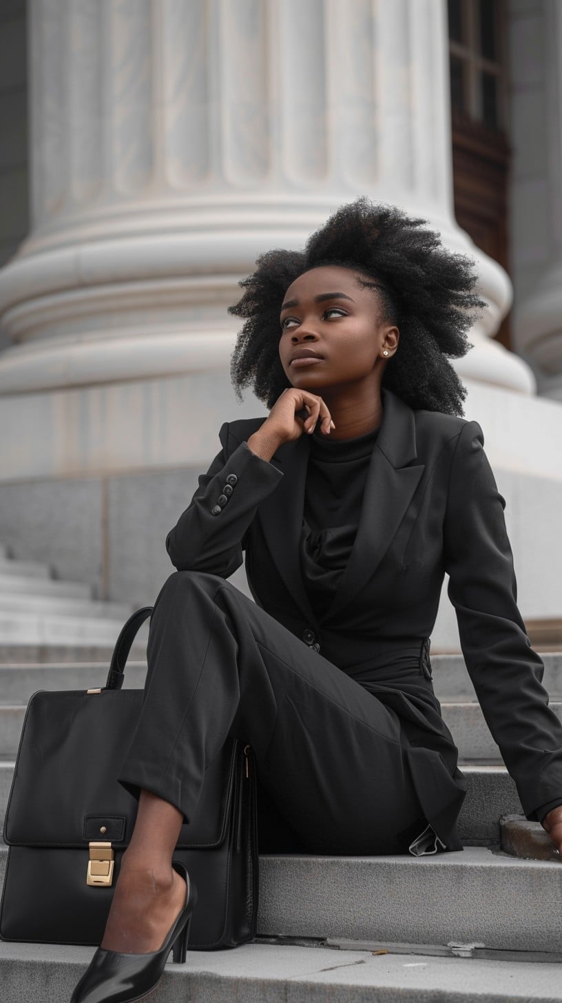 Black Blazer with Turtleneck and Trousers for Professional Polish — Trendy Business Casual Outfits Black Women