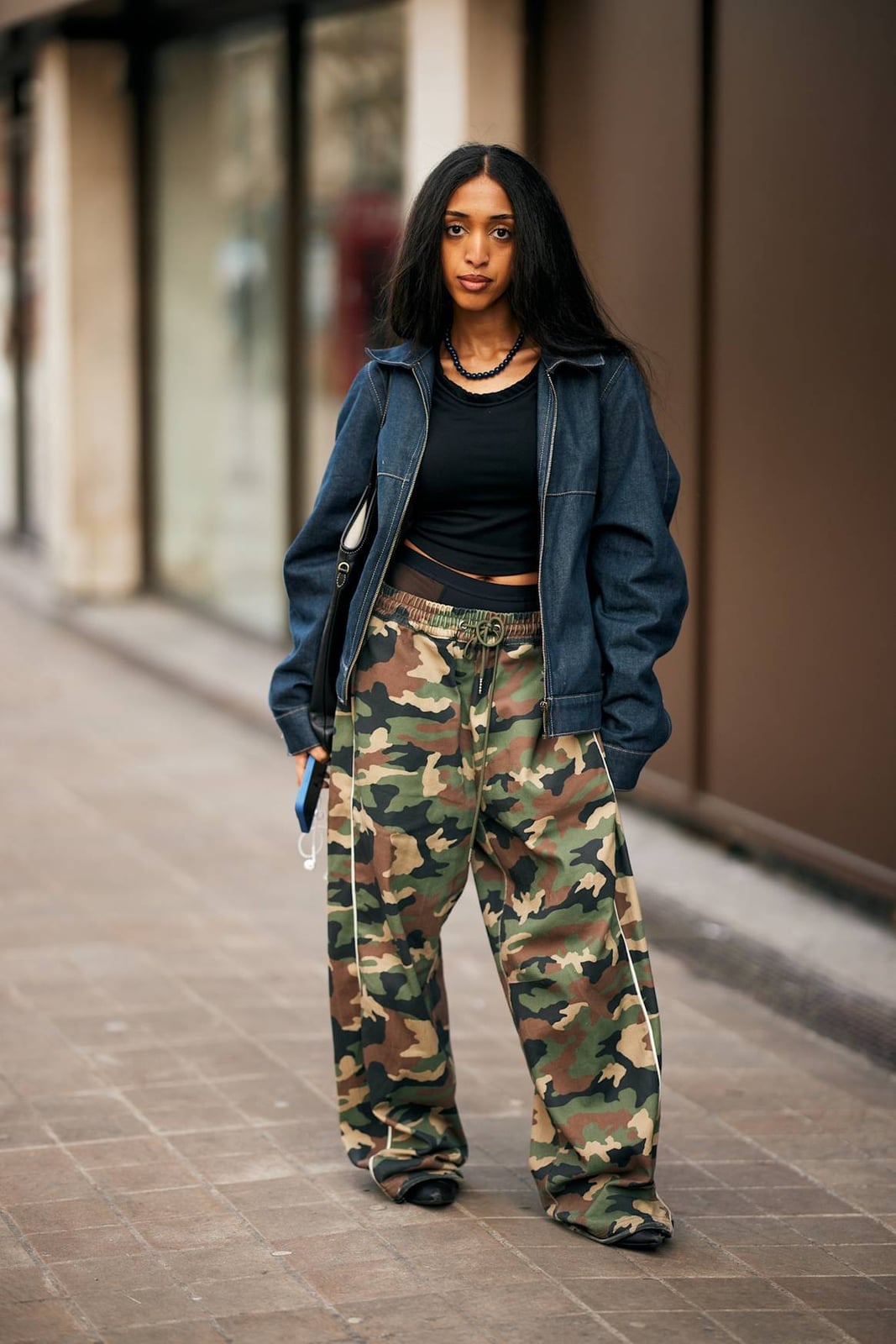Oversized Camo Cargo Pants With Denim Jacket Oversized Camo Cargo Pants With Denim Jacket — Trendy Camo Outfits