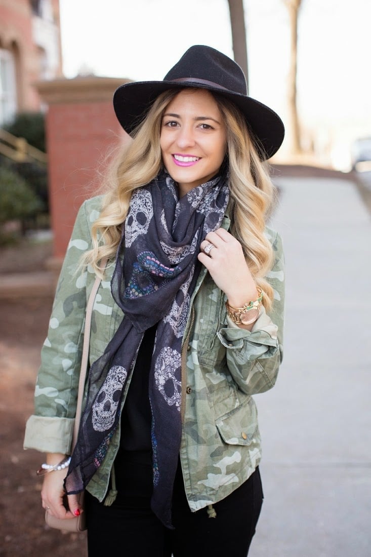 Camo Utility Jacket With Skull Scarf Camo Utility Jacket With Skull Scarf — Trendy Camo Outfits
