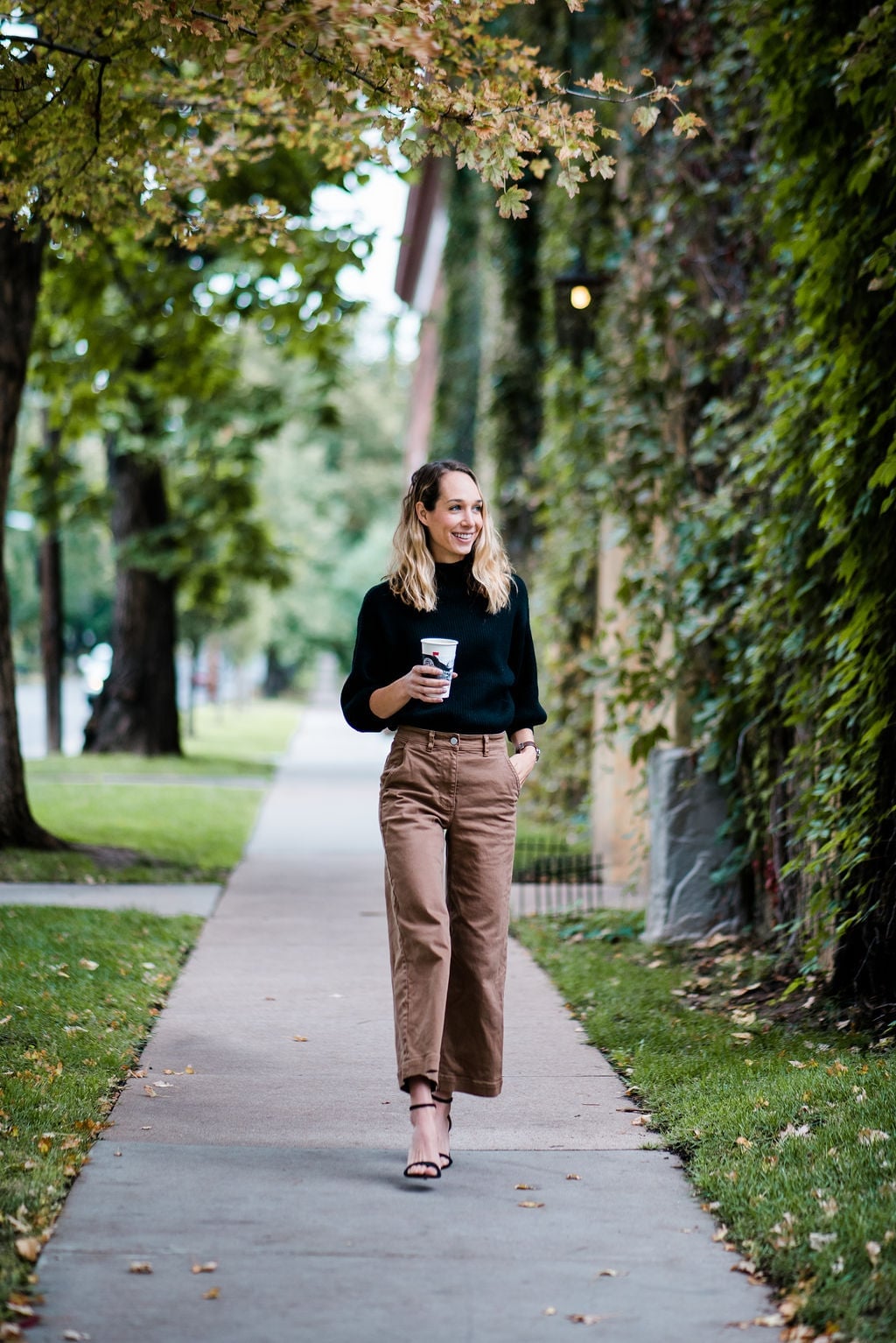 Cropped Trousers and Crewneck Sweater Cropped Trousers and Crewneck Sweater — Trendy Casual Church Outfit
