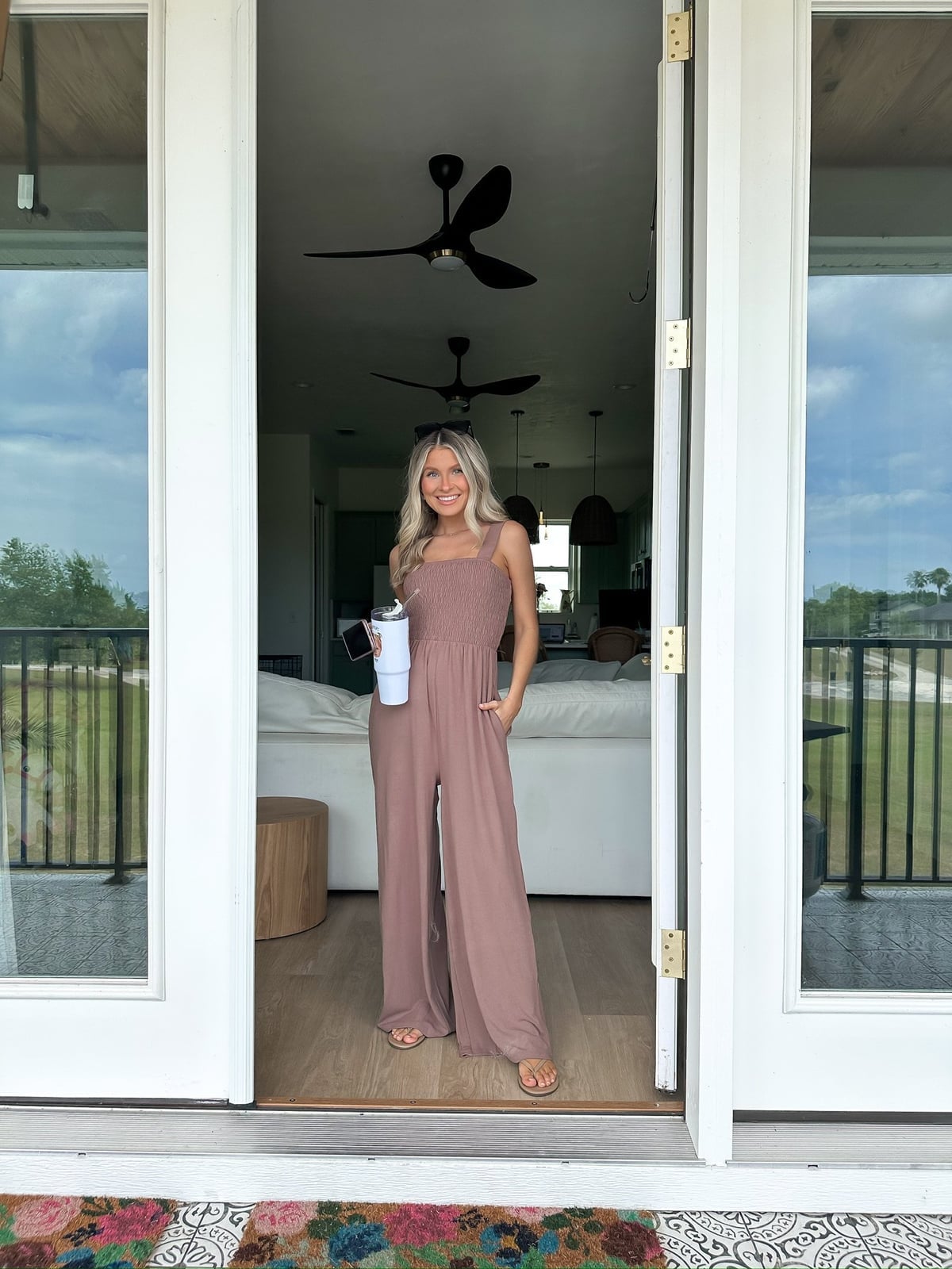 Mauve Wide-Leg Jumpsuit — Trendy Casual Outfits