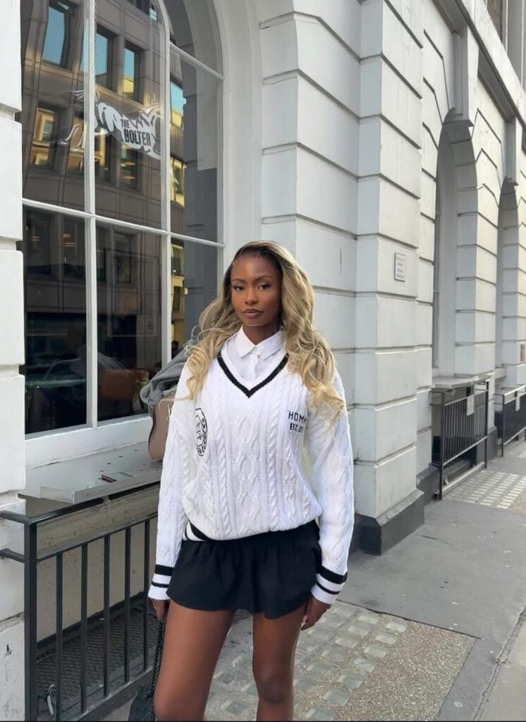Cable-knit Sweater with Mini Shorts — Trendy Casual Outfits