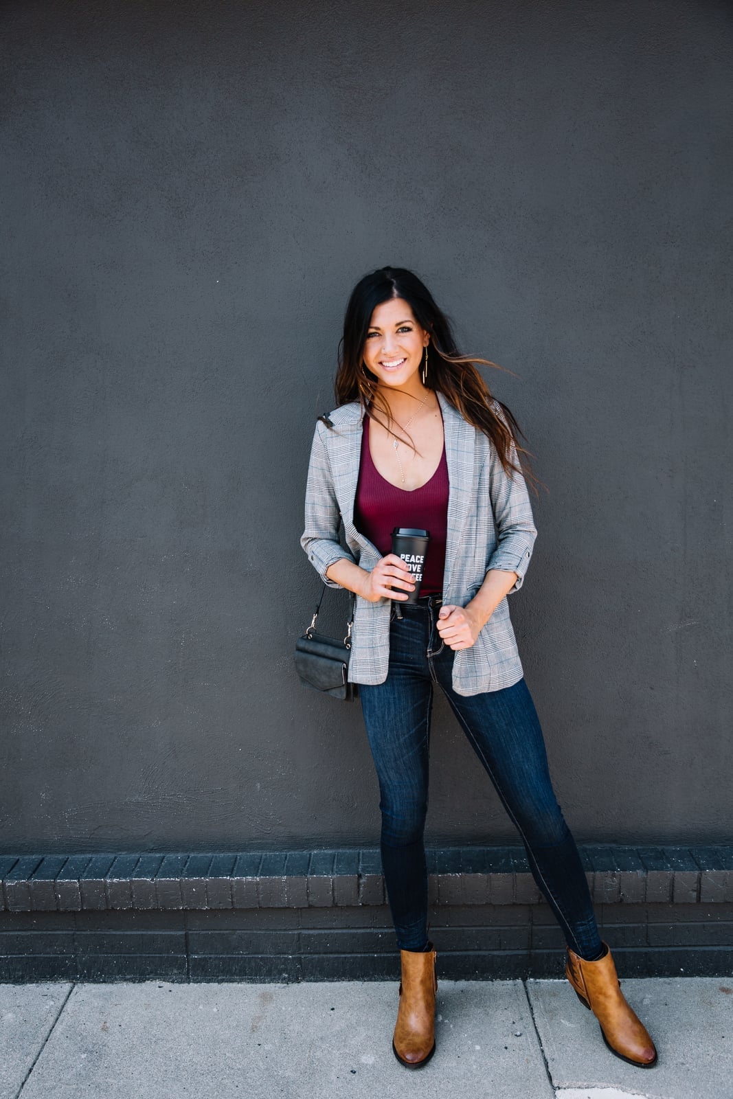 Oversized Plaid Blazer with Skinny Jeans — Trendy Casual Outfits