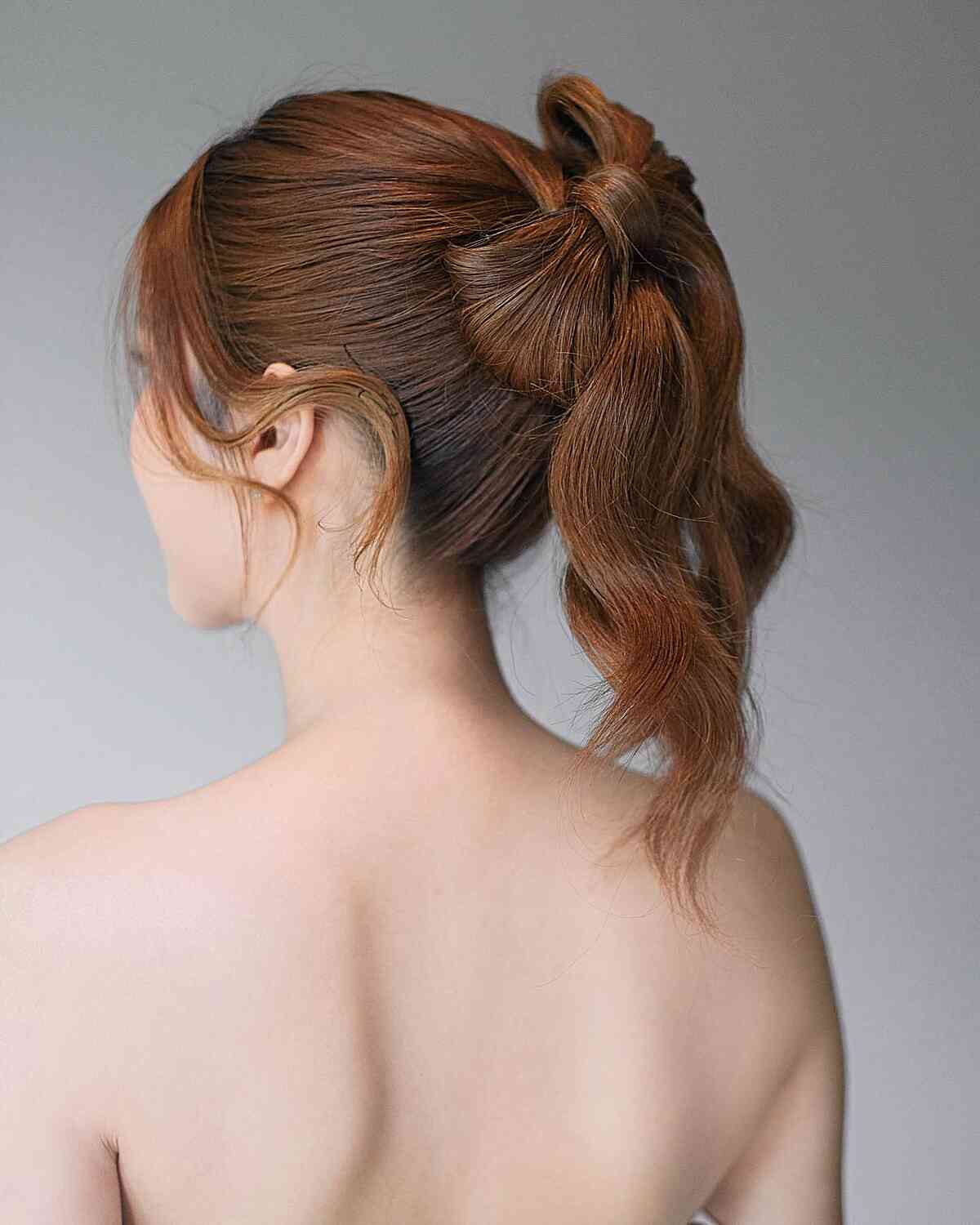 Medium Brown Ponytail With Hair Bow Medium Brown Ponytail With Hair Bow — Trendy Cheer Hair