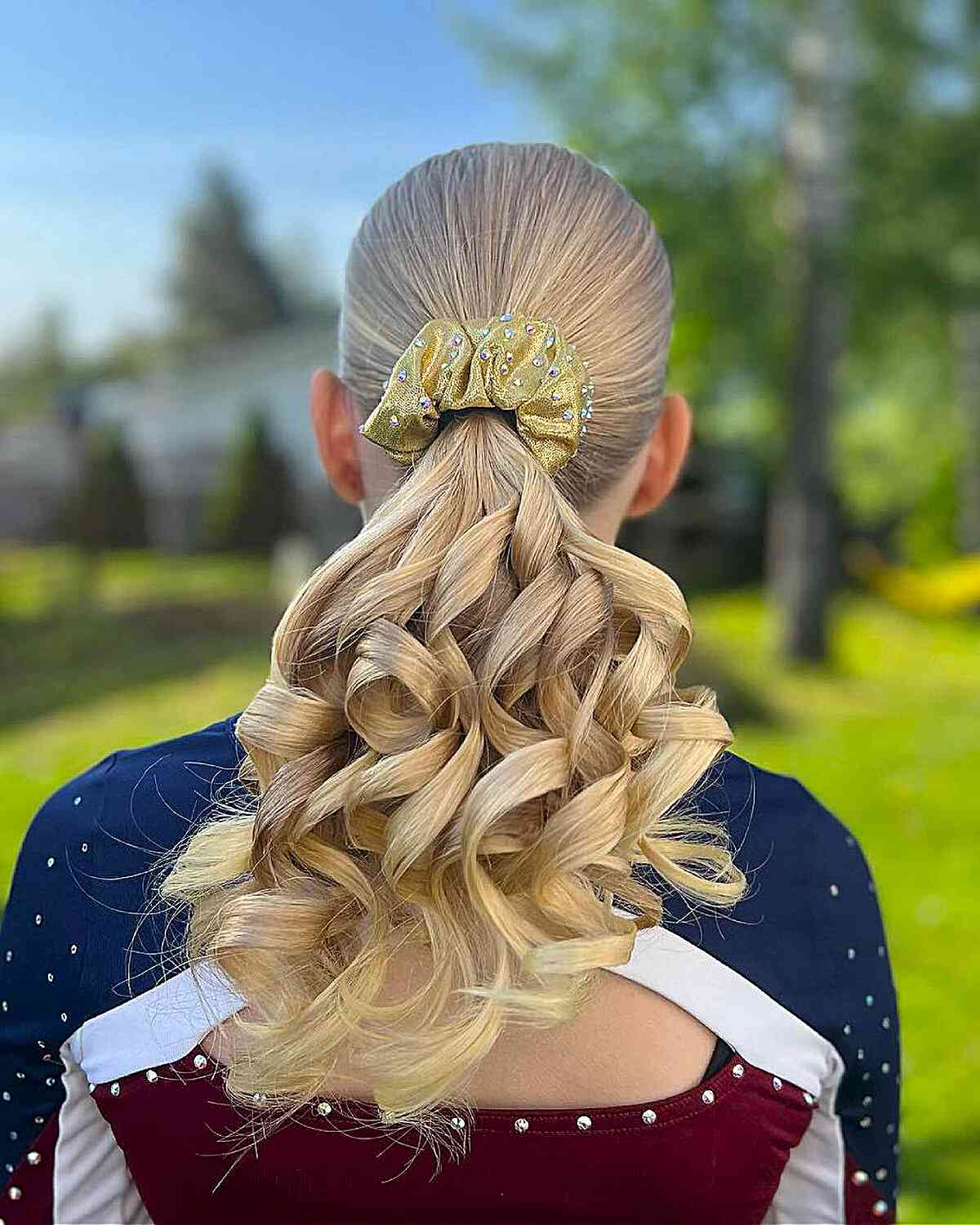 High Blonde Ponytail With Defined Curls High Blonde Ponytail With Defined Curls — Trendy Cheer Hair