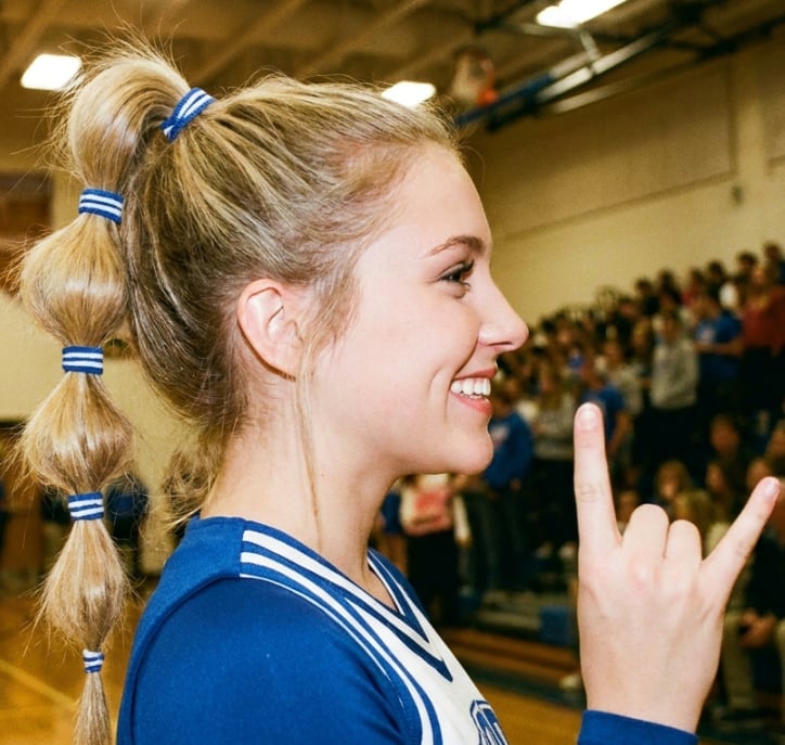 Blonde Bubble Ponytail With Braids Blonde Bubble Ponytail With Braids — Trendy Cheer Hair