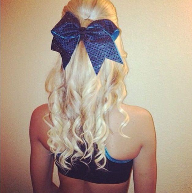 Platinum Blonde Curls With Sparkly Bow Platinum Blonde Curls With Sparkly Bow — Trendy Cheer Hair