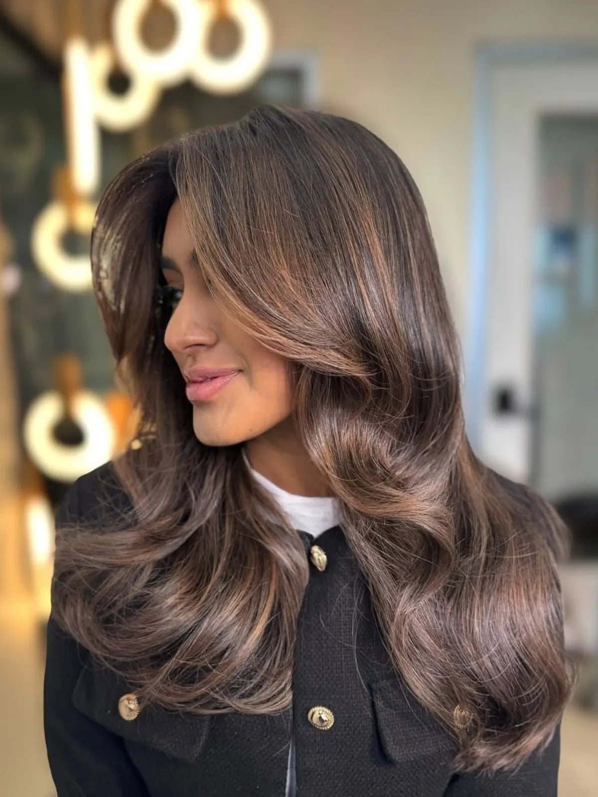 Dark Chocolate With Lighter Chocolate Balayage Dark Chocolate With Lighter Chocolate Balayage — Trendy Chocolate Hair Color