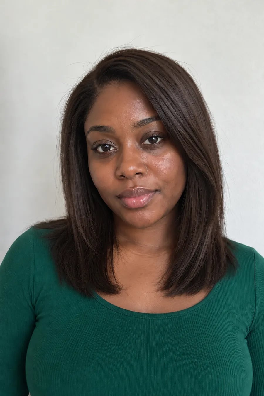 Chin Length Sleek Lob With Cool Tones Chin Length Sleek Lob With Cool Tones — Trendy Chocolate Hair Color