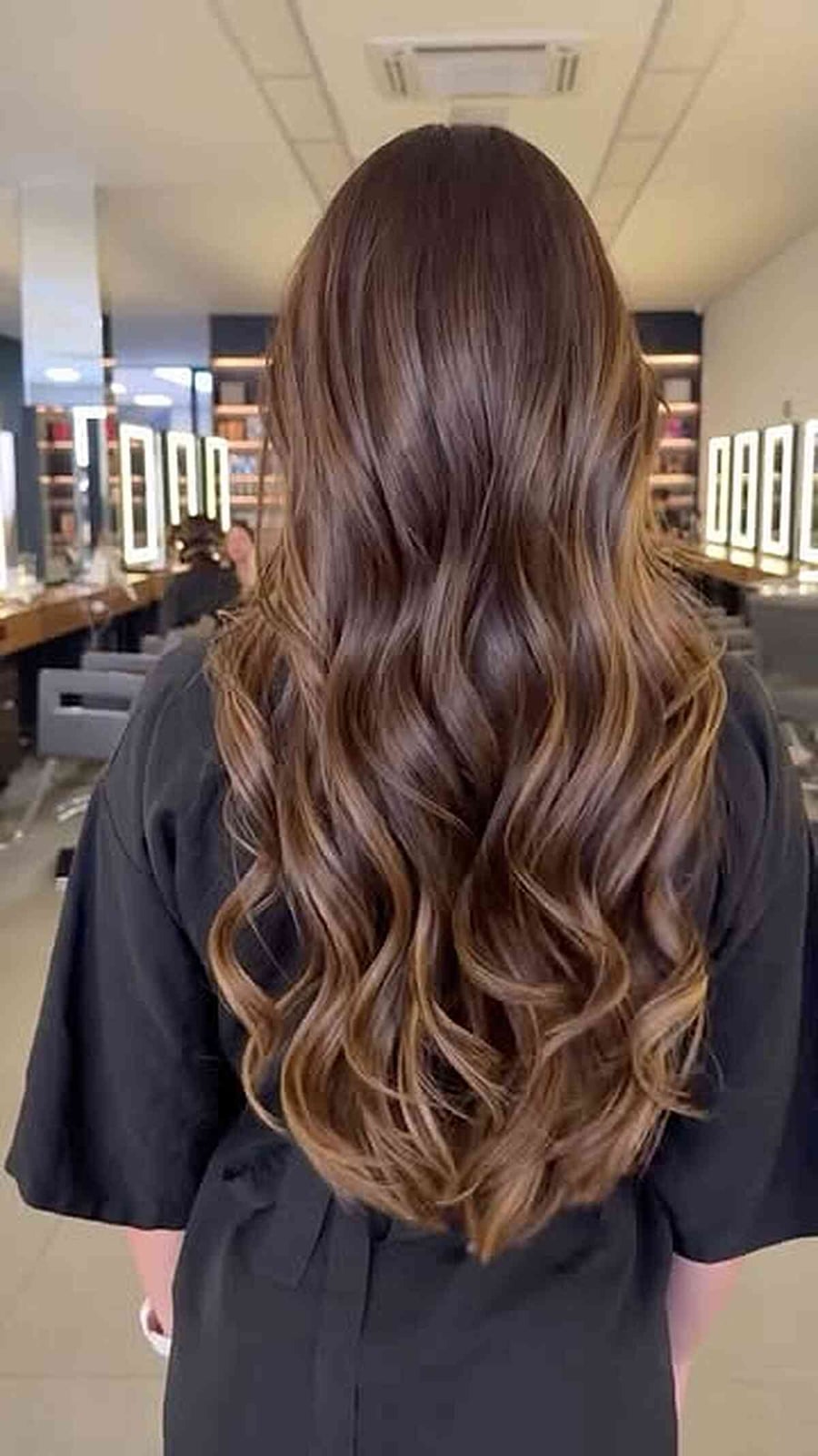 Collarbone Lob With Lighter Brown Balayage Collarbone Lob With Lighter Brown Balayage — Trendy Chocolate Hair Color