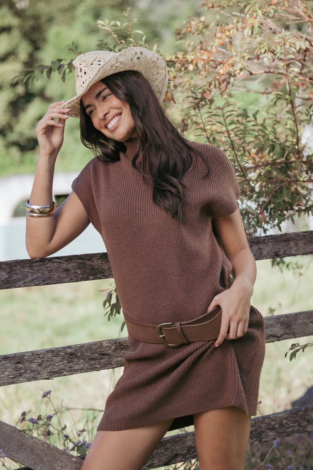 Ribbed Knit Mini Dress With Wide Belt Ribbed Knit Mini Dress With Wide Belt — Trendy Chocolate Outfits