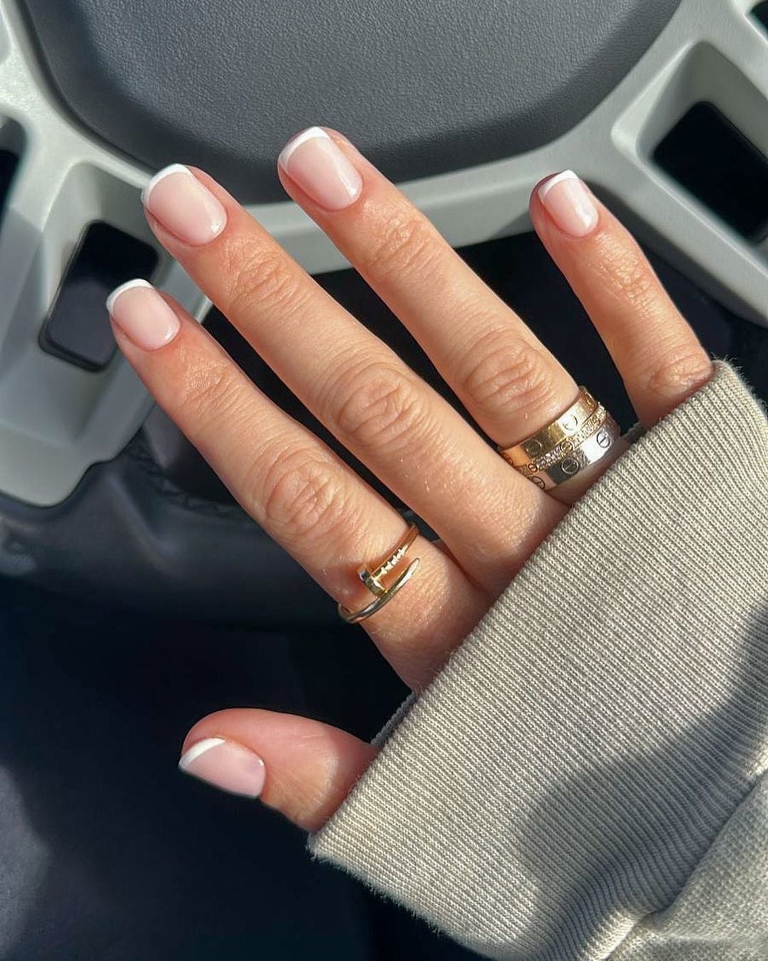 Thick White Tip Short Square French Thick White Tip Short Square French — Trendy Clean Girl Nails