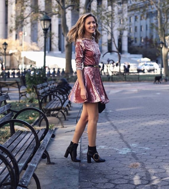Pink Velvet Mini Dress with Gold Belt Pink Velvet Mini Dress with Gold Belt — Trendy Club Outfits