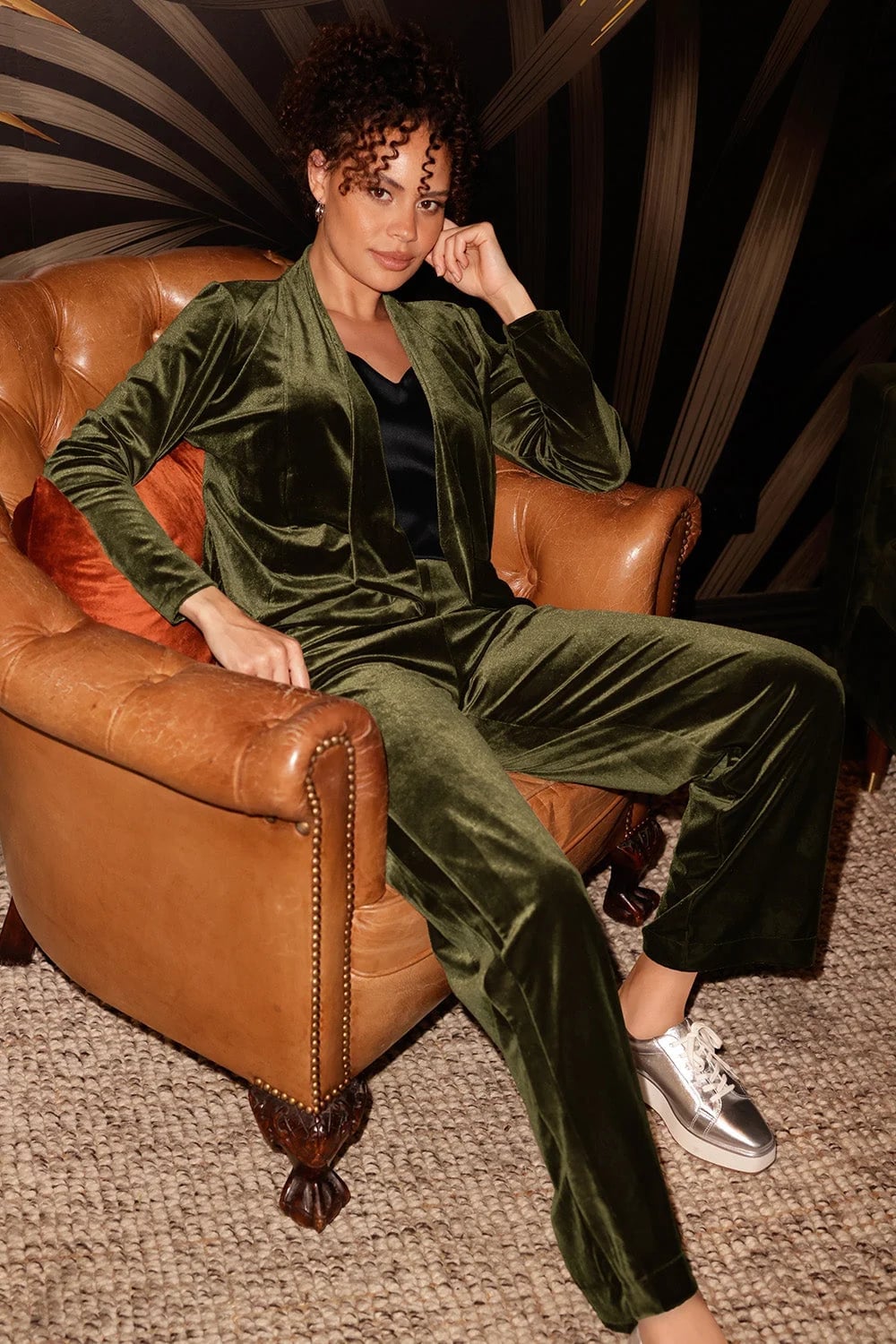 Olive Green Velvet Suit Club Outfit Olive Green Velvet Suit Club Outfit — Trendy Club Outfits