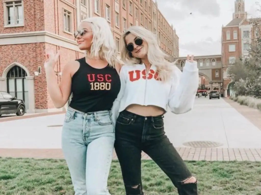 College Branded Tops with Relaxed Fit Jeans — Trendy College Outfits