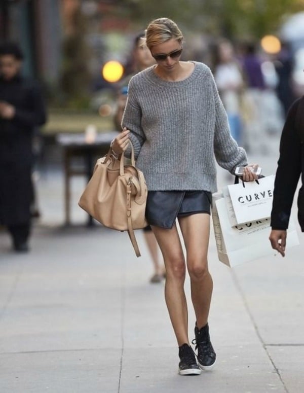 Grey Chunky Knit Sweater With Black Mini Skirt Grey Chunky Knit Sweater With Black Mini Skirt — Trendy Comfy Outfits