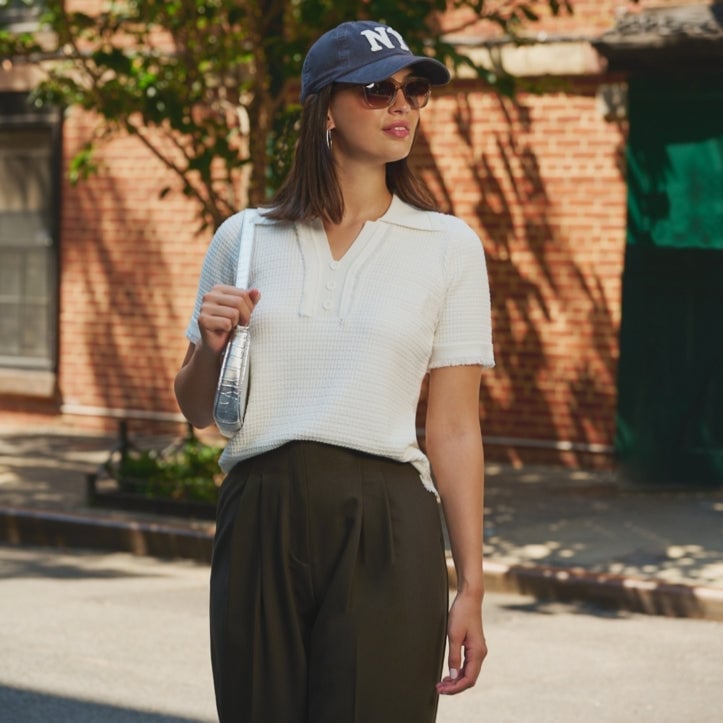 Cream Knit Polo With Olive Green Trousers Cream Knit Polo With Olive Green Trousers — Trendy Comfy Outfits
