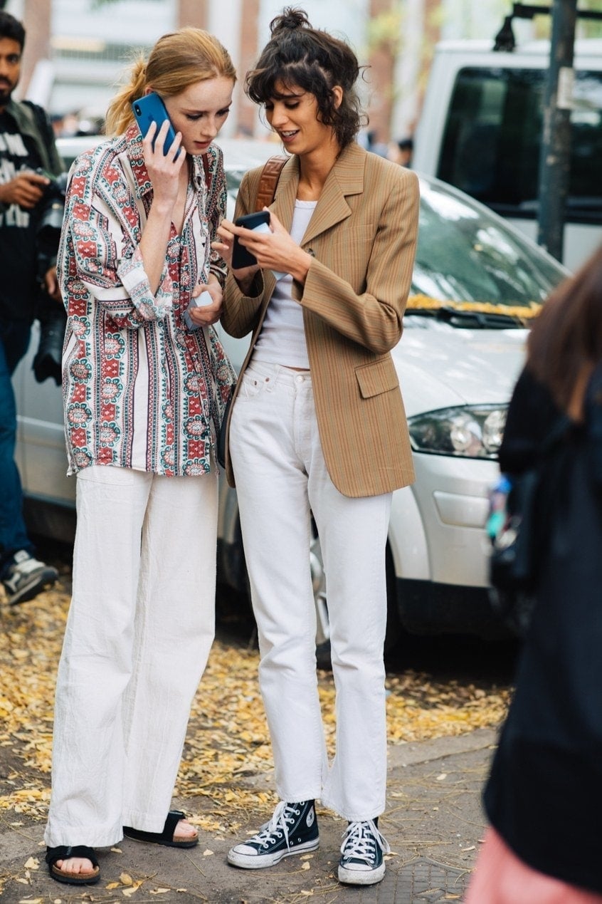 Striped Blazer with White Tank and Straight Leg, Office-Safe Version — Trendy Converse Outfits