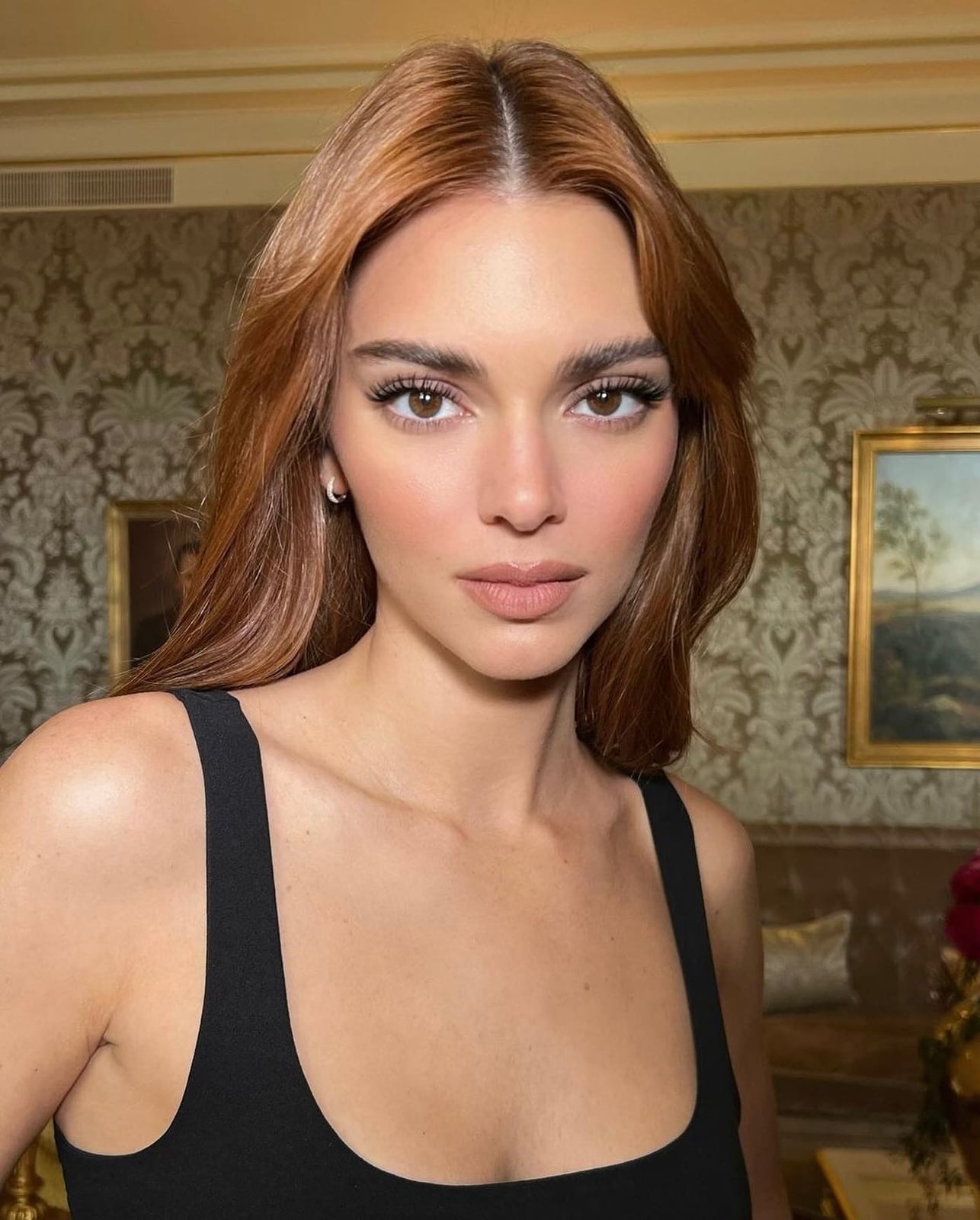 Shoulder Length Copper With Curtain Bangs — Trendy Copper Hair