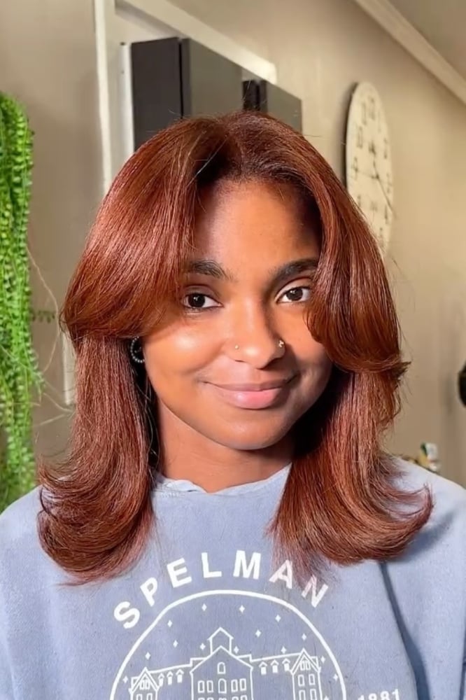 Shoulder Length Warm Copper With Face Framing — Trendy Copper Hair