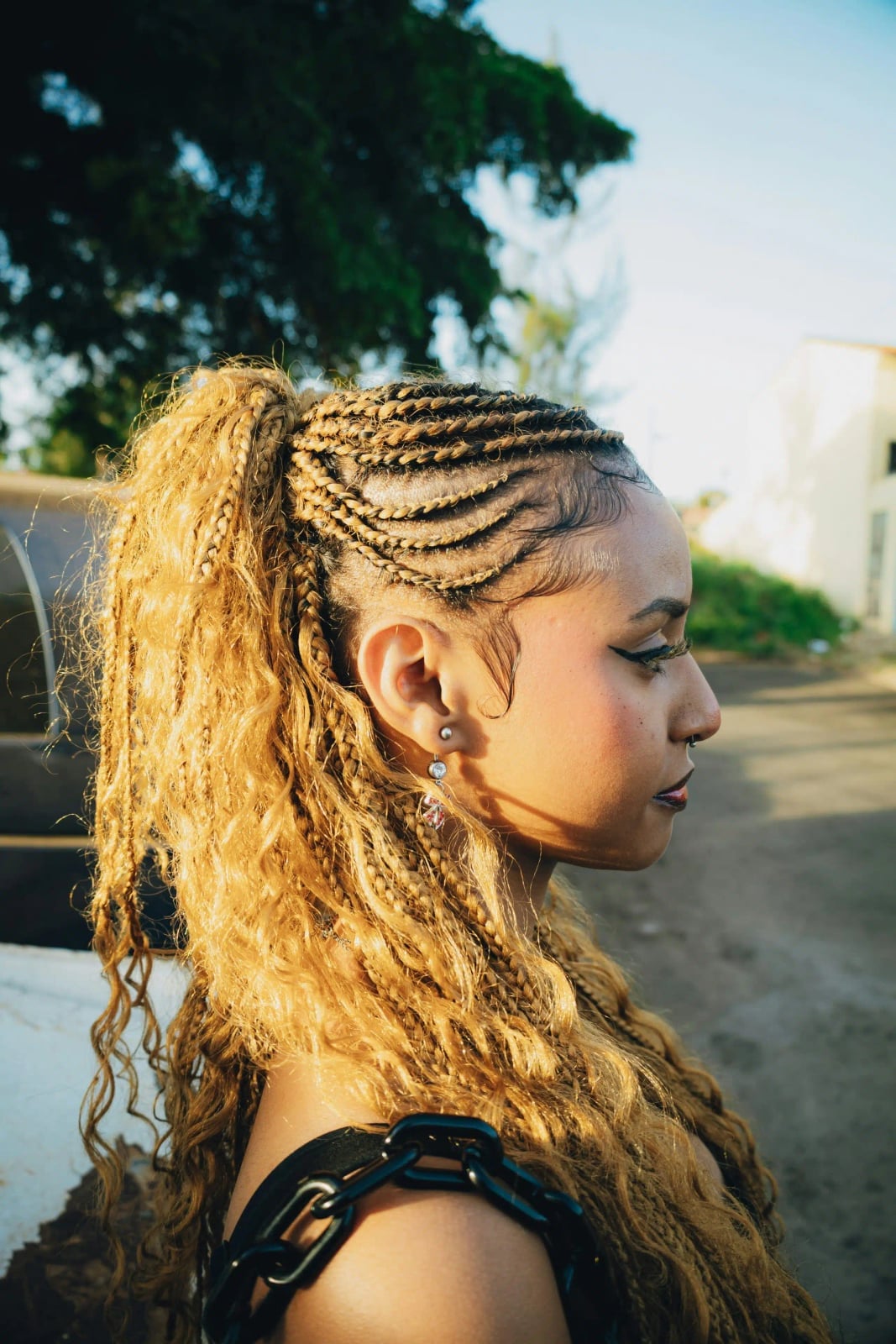 Blonde Cornrows With Box Braids And Curls Blonde Cornrows With Box Braids And Curls — Trendy Cornrows Hairstyles for Black Women