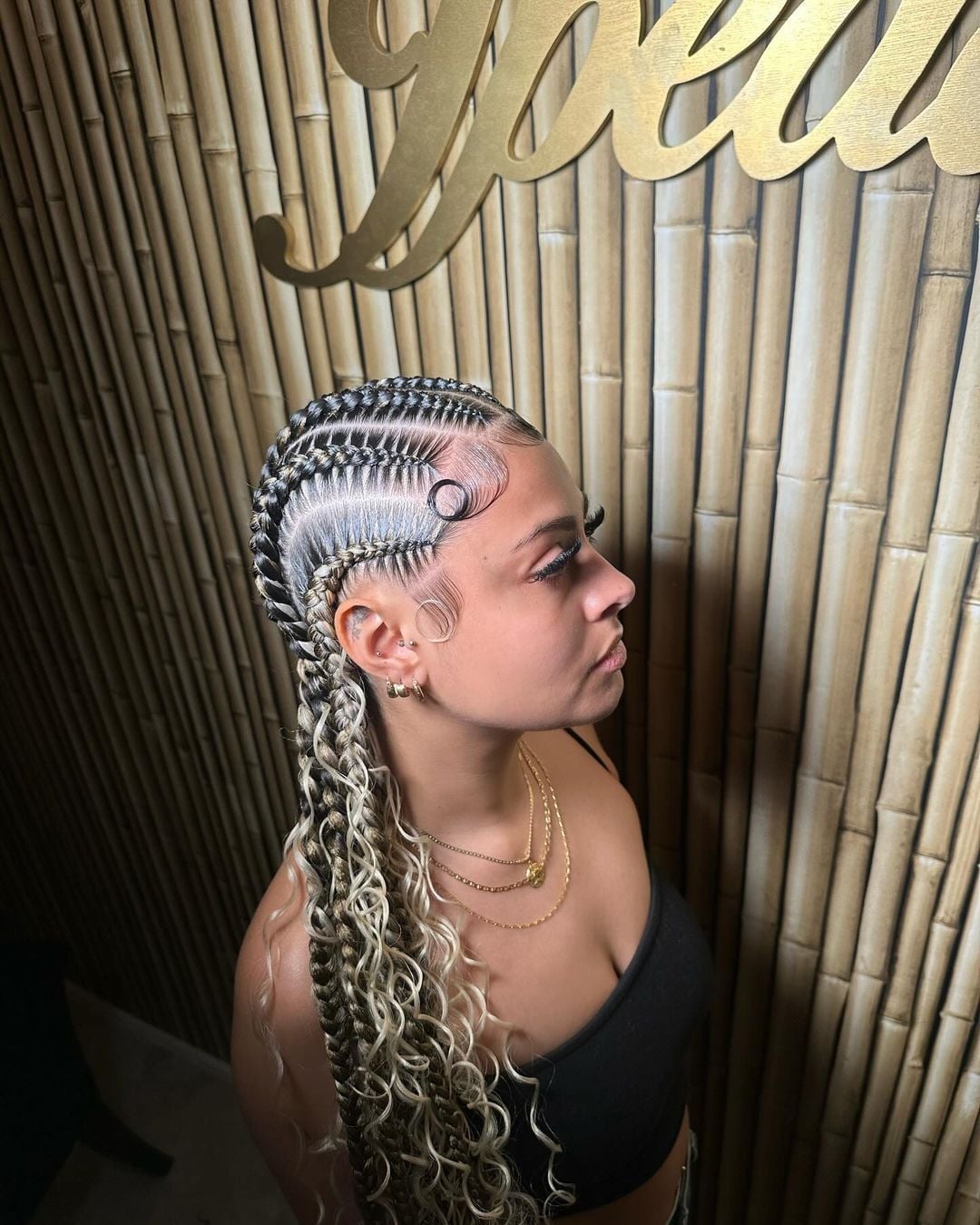 Braids With Blonde Highlights And Curly Ends Braids With Blonde Highlights And Curly Ends — Trendy Cornrows Hairstyles for Black Women