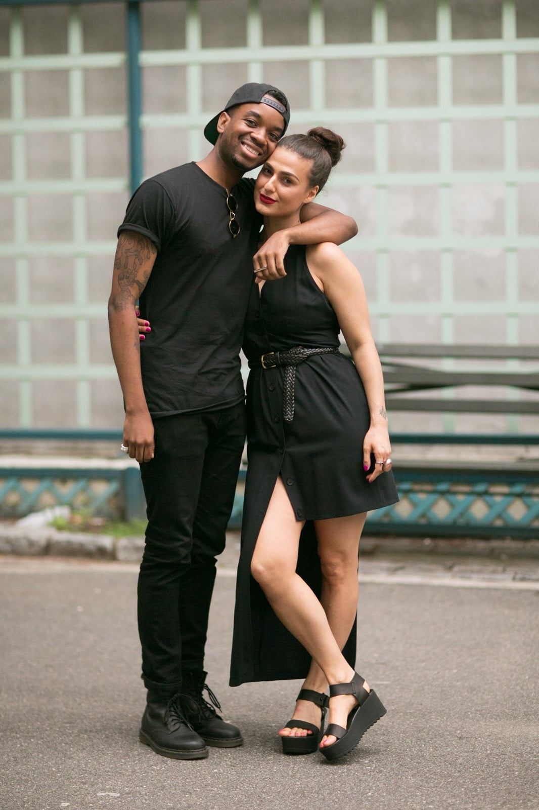 Sleeveless Black Dress With Platform Sandals Sleeveless Black Dress With Platform Sandals — Trendy Couple Outfit