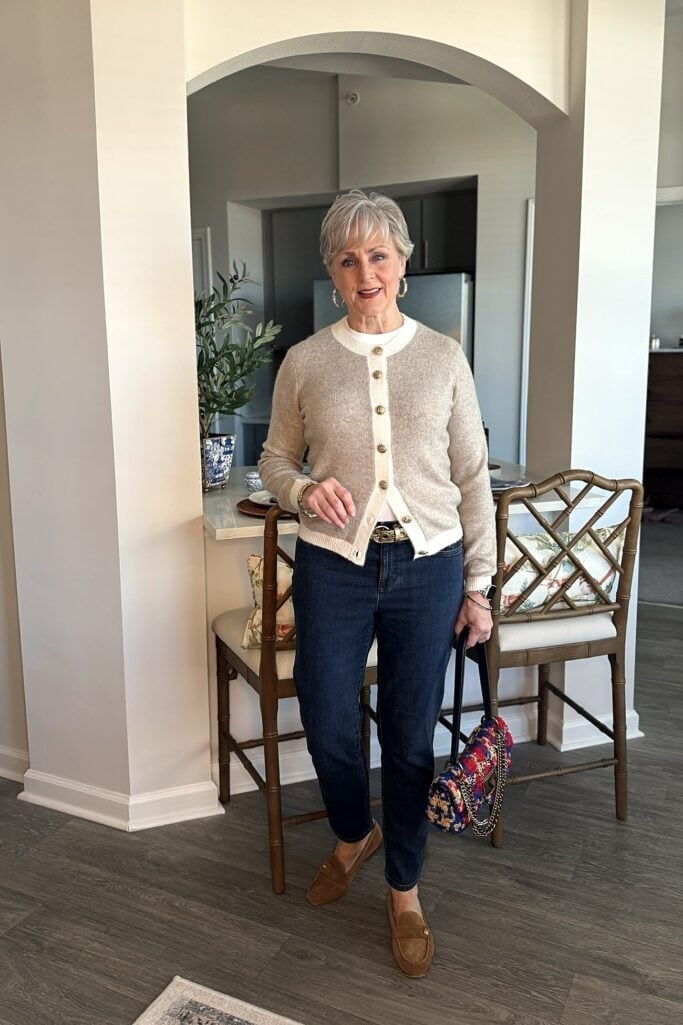 Beige Knit Cardigan with Gold Buttons Beige Knit Cardigan with Gold Buttons — Trendy Cozy Outfits