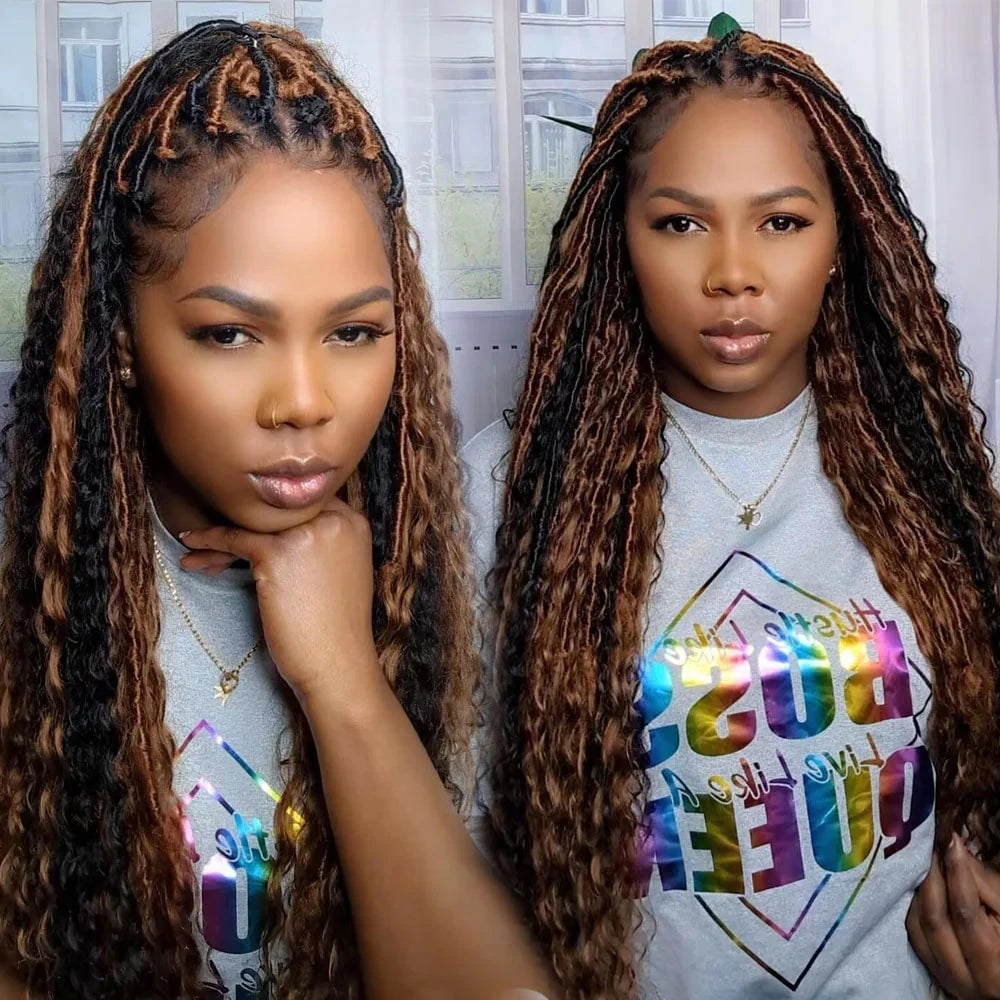 Mid-Back Faux Locs With Mixed Textures Mid-Back Faux Locs With Mixed Textures — Trendy Crochet Hair