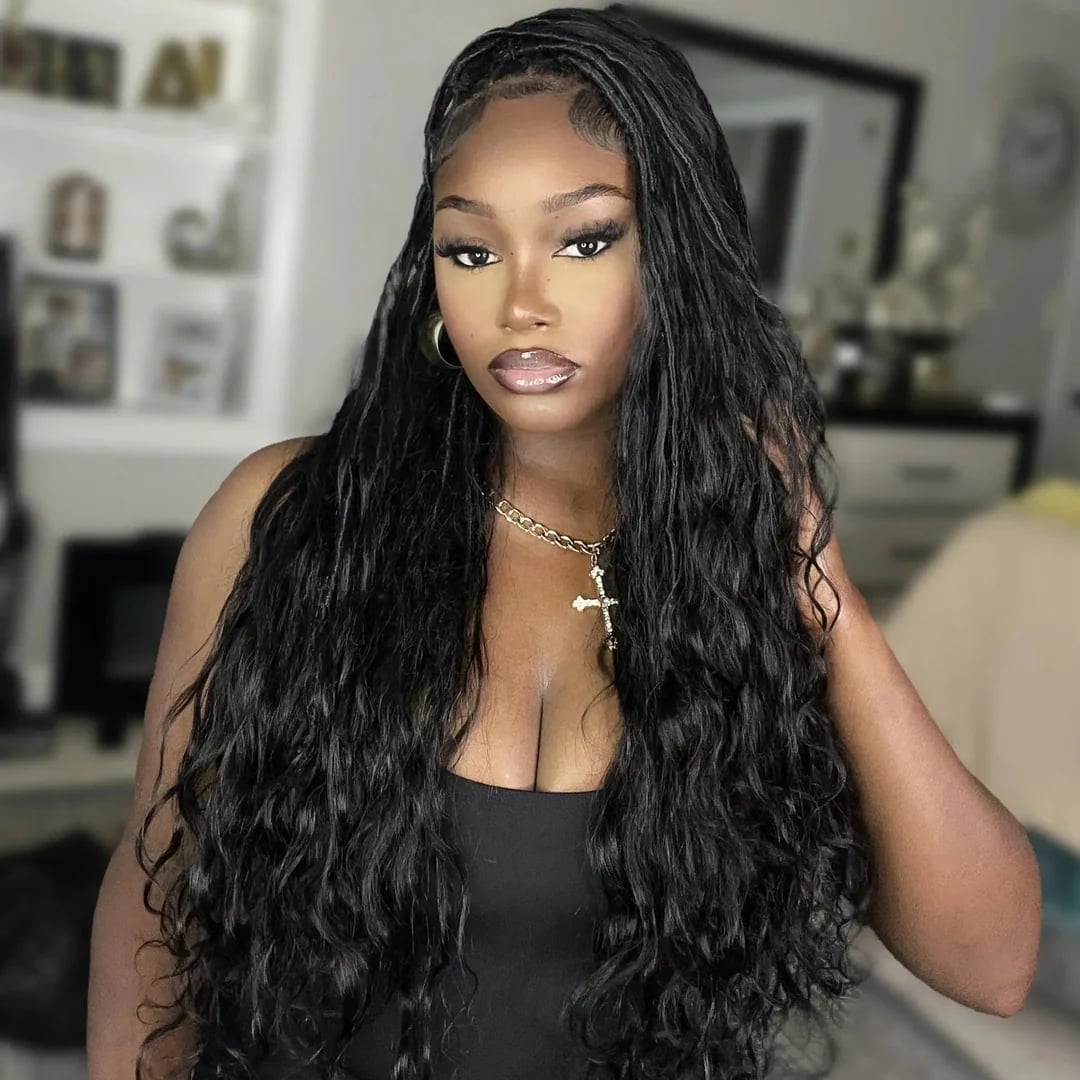 Mid-Back Crochet Locs With Wispy Bangs Mid-Back Crochet Locs With Wispy Bangs — Trendy Crochet Hair