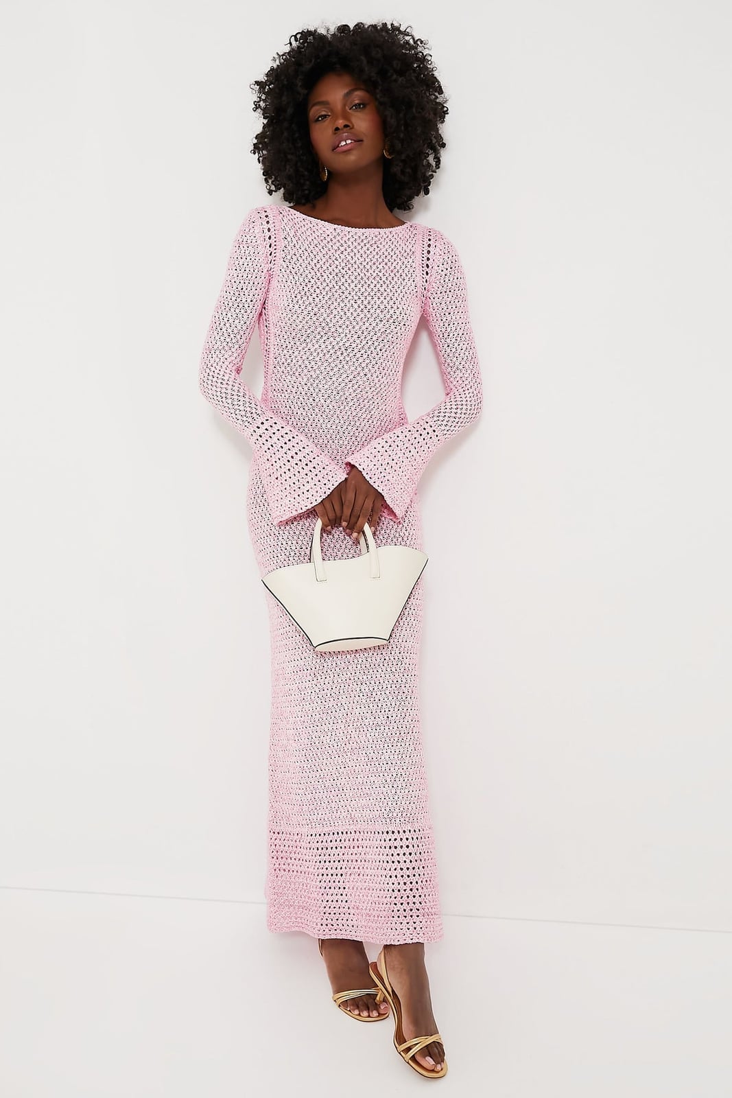 Light Pink Crochet Maxi Dress for Evenings Light Pink Crochet Maxi Dress for Evenings — Trendy Crochet Outfits