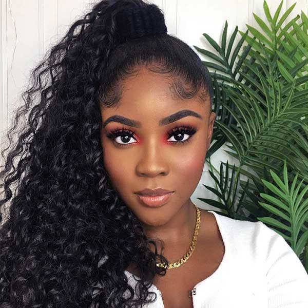 Mid-Back High Ponytail With Wispy Bangs — Trendy Curly Hair Natural