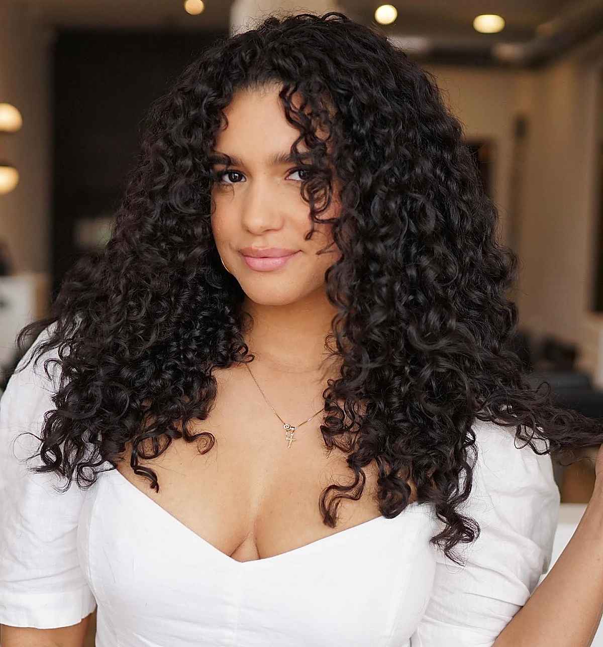 Long Dark Brown With Blonde Highlights — Trendy Curly Hair Natural