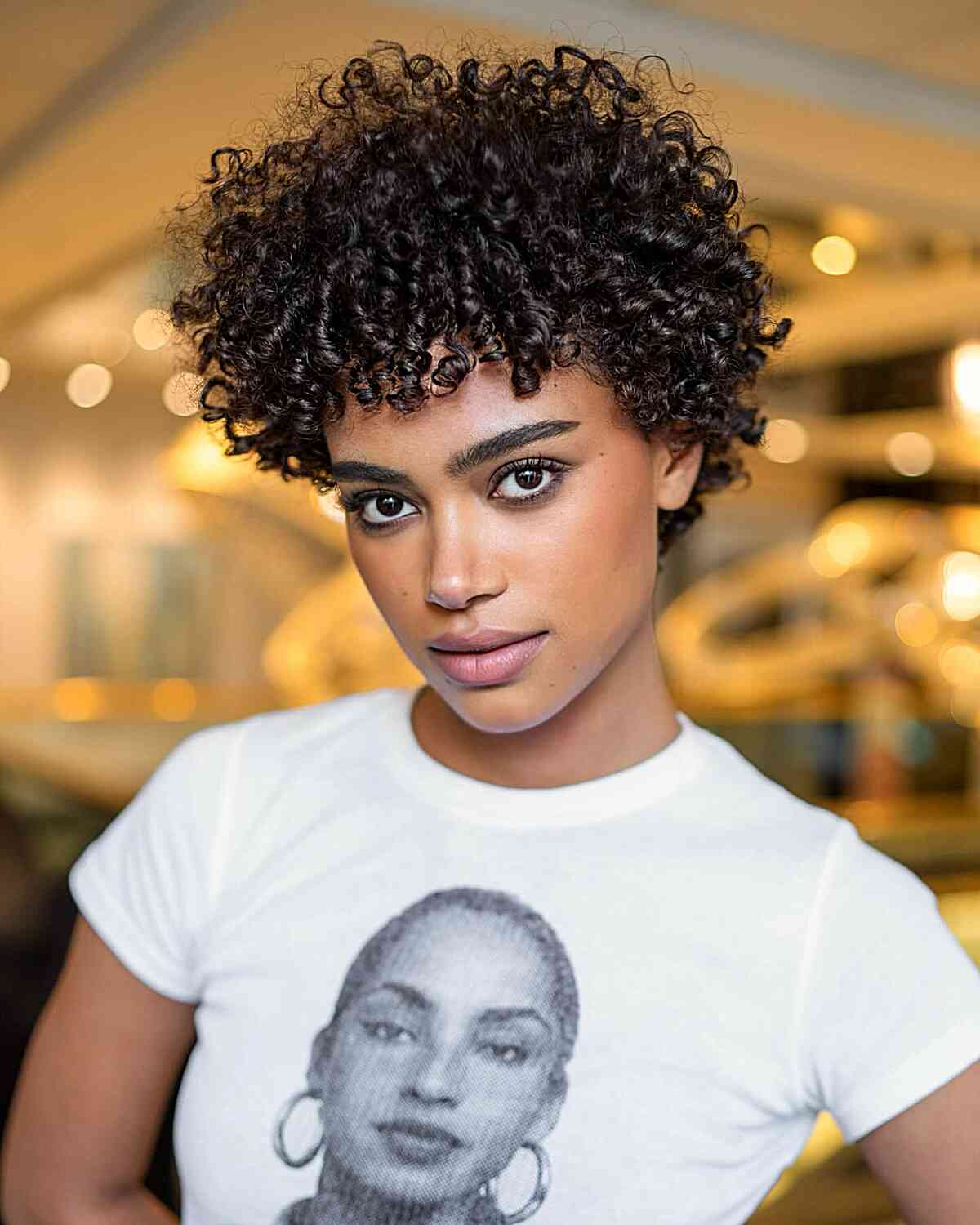 Short Pixie With Voluminous Curls — Trendy Curly Hair Products
