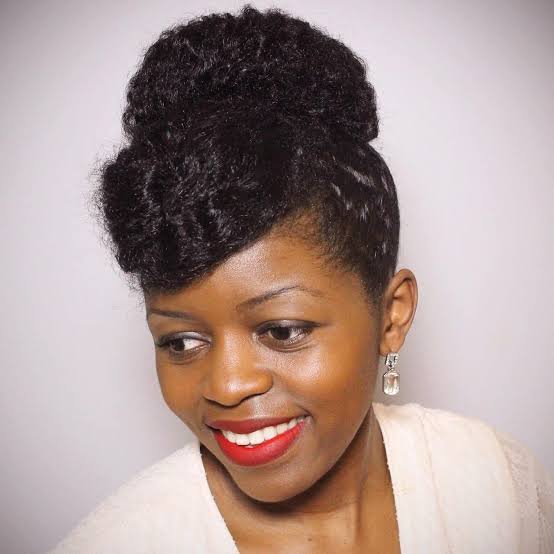 Sleek Black Curly Updo With High Bun Sleek Black Curly Updo With High Bun — Trendy Curly Updo