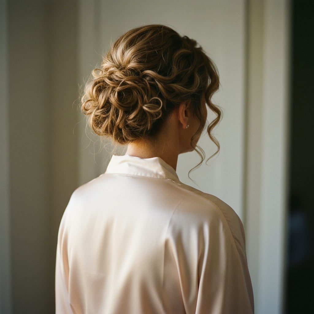 Honey Blonde Updo With Intricate Curls Honey Blonde Updo With Intricate Curls — Trendy Curly Updo