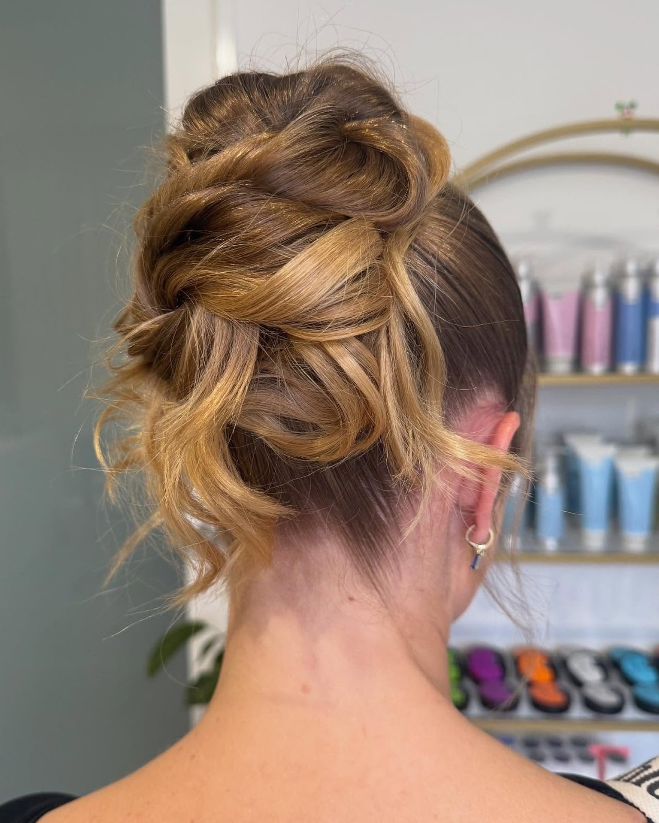 Elegant Light Brown Twisted Chignon Elegant Light Brown Twisted Chignon — Trendy Curly Updo