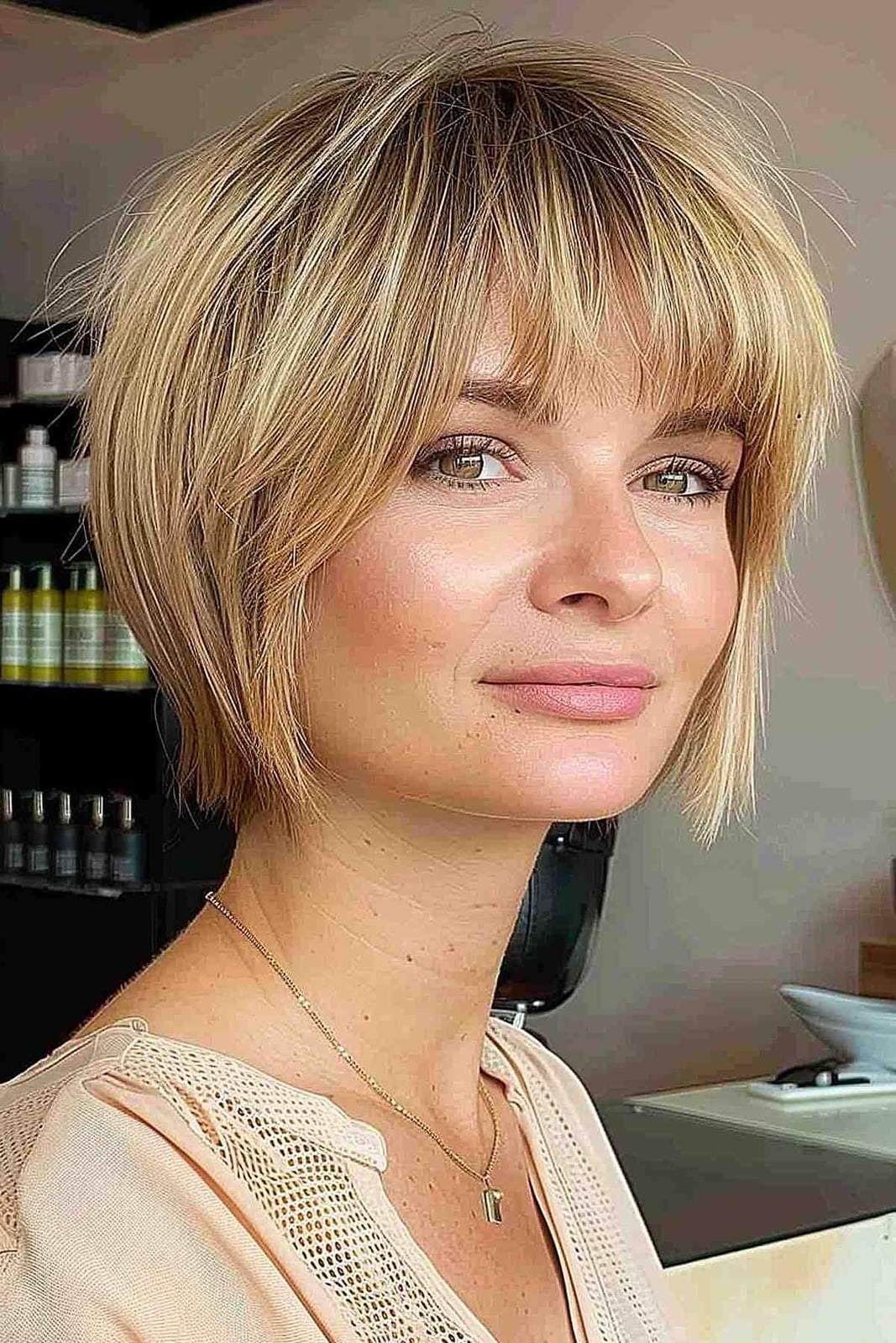 Chin Length Shag With Full Textured Bangs — Trendy Cutting Bangs